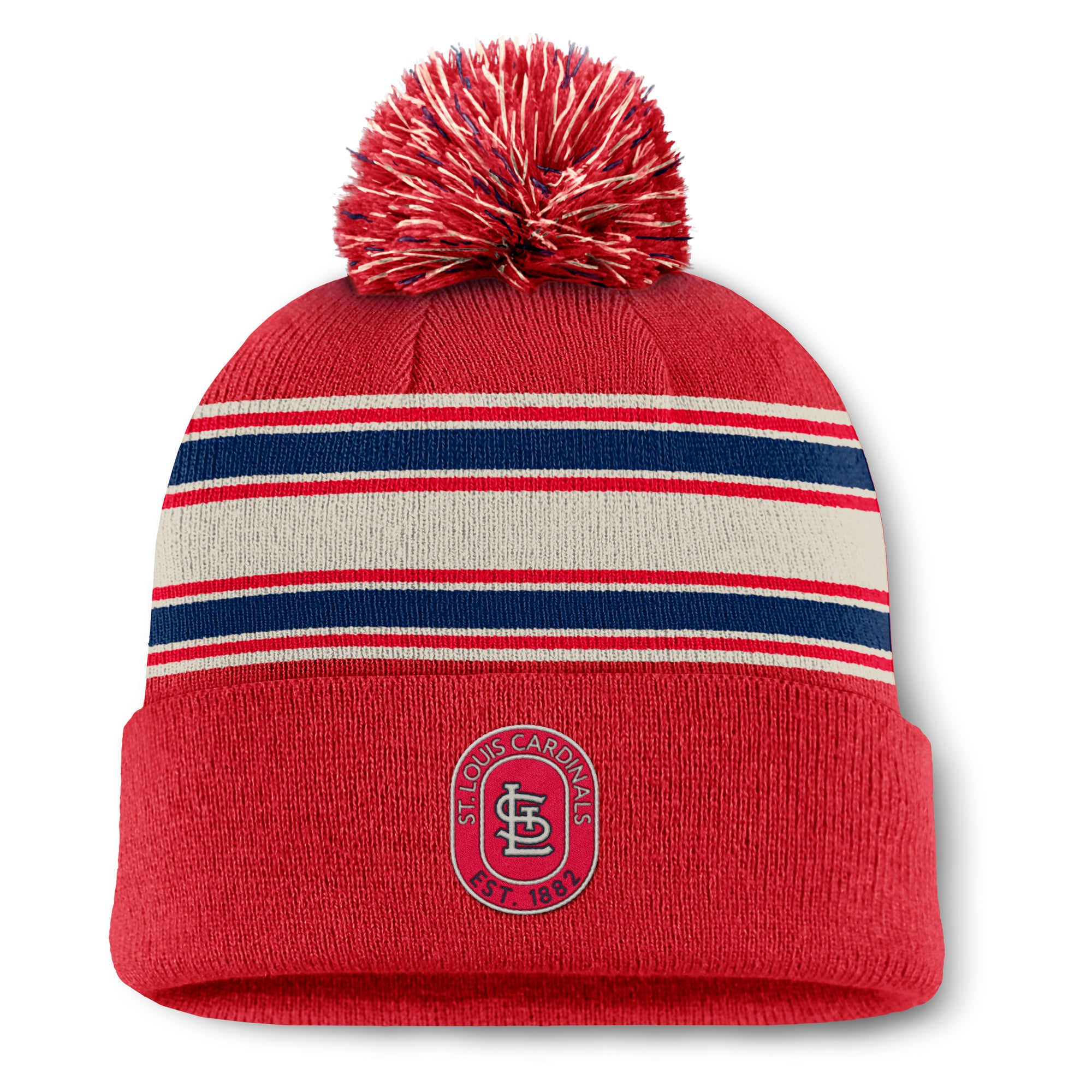 Men's Fanatics  Red St. Louis Cardinals Fundamental Patch Cuffed Knit Hat with Pom