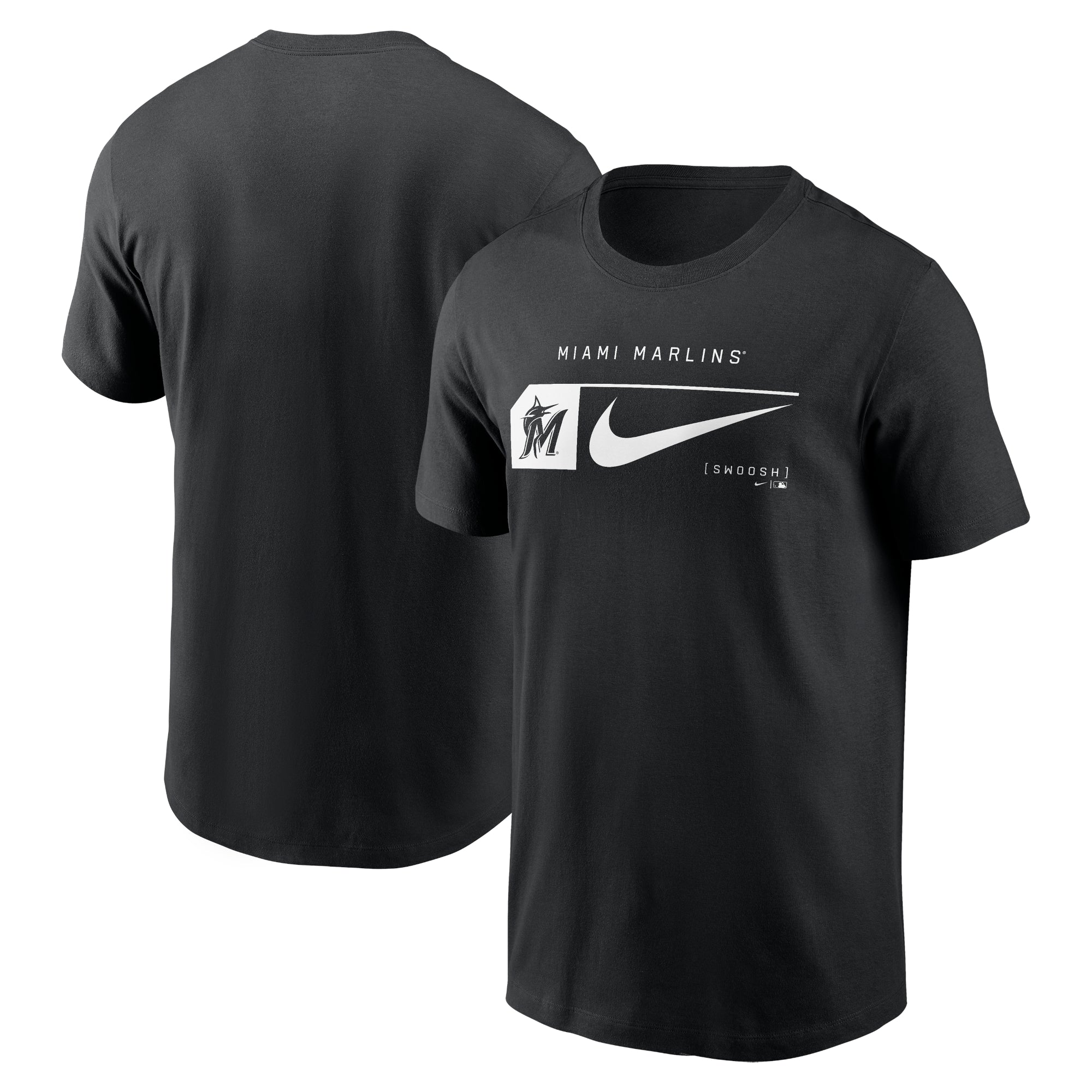 Men's Nike Black Miami Marlins Fashion Graphic Swoosh T-Shirt