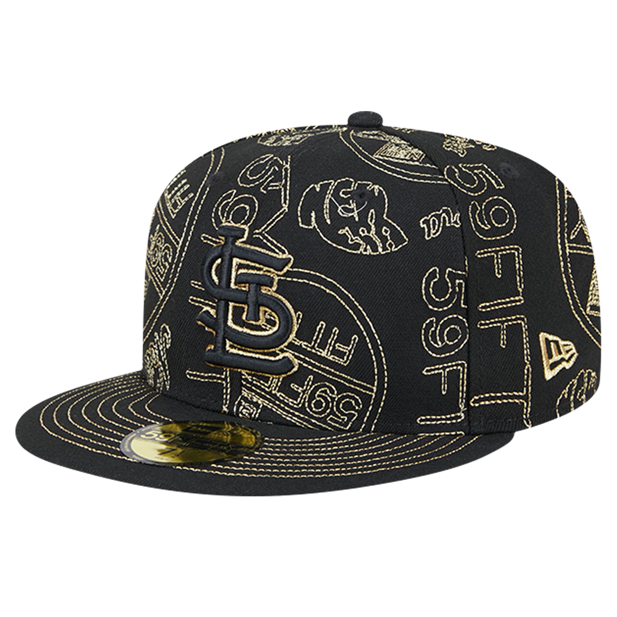 Men's New Era Black St. Louis Cardinals 59FIFTY Day Allover Fitted Hat