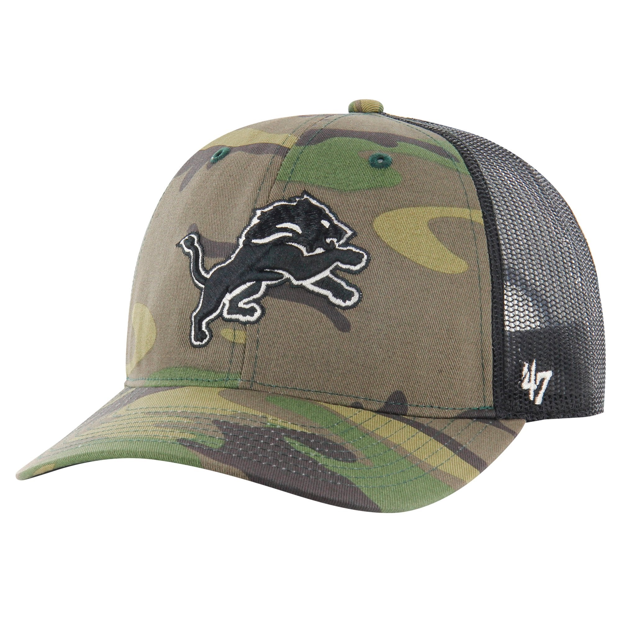 Men's '47 Camo Detroit Lions Trucker Adjustable Hat