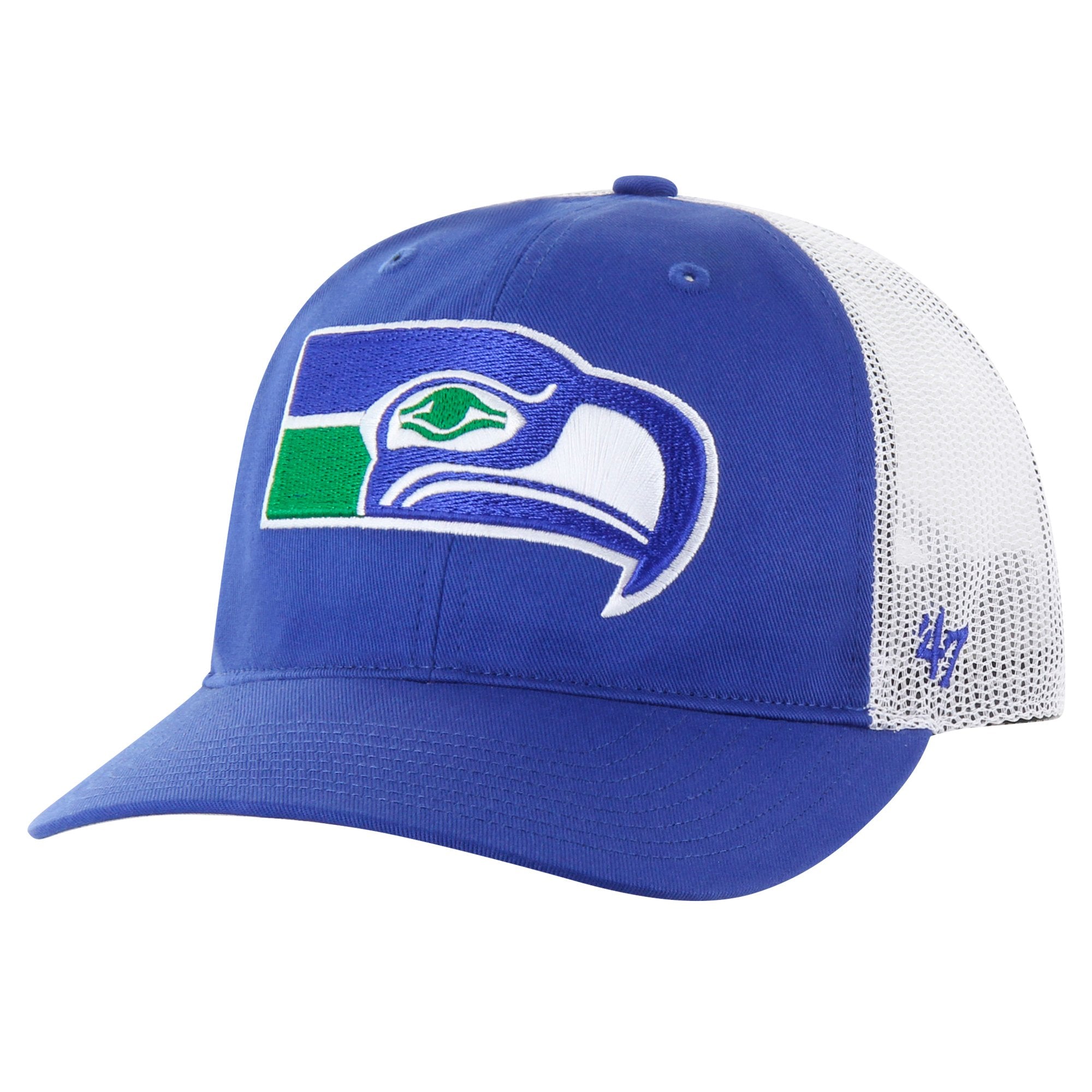 Men's '47 Royal/White Seattle Seahawks Team Unstructured Trucker Adjustable Hat