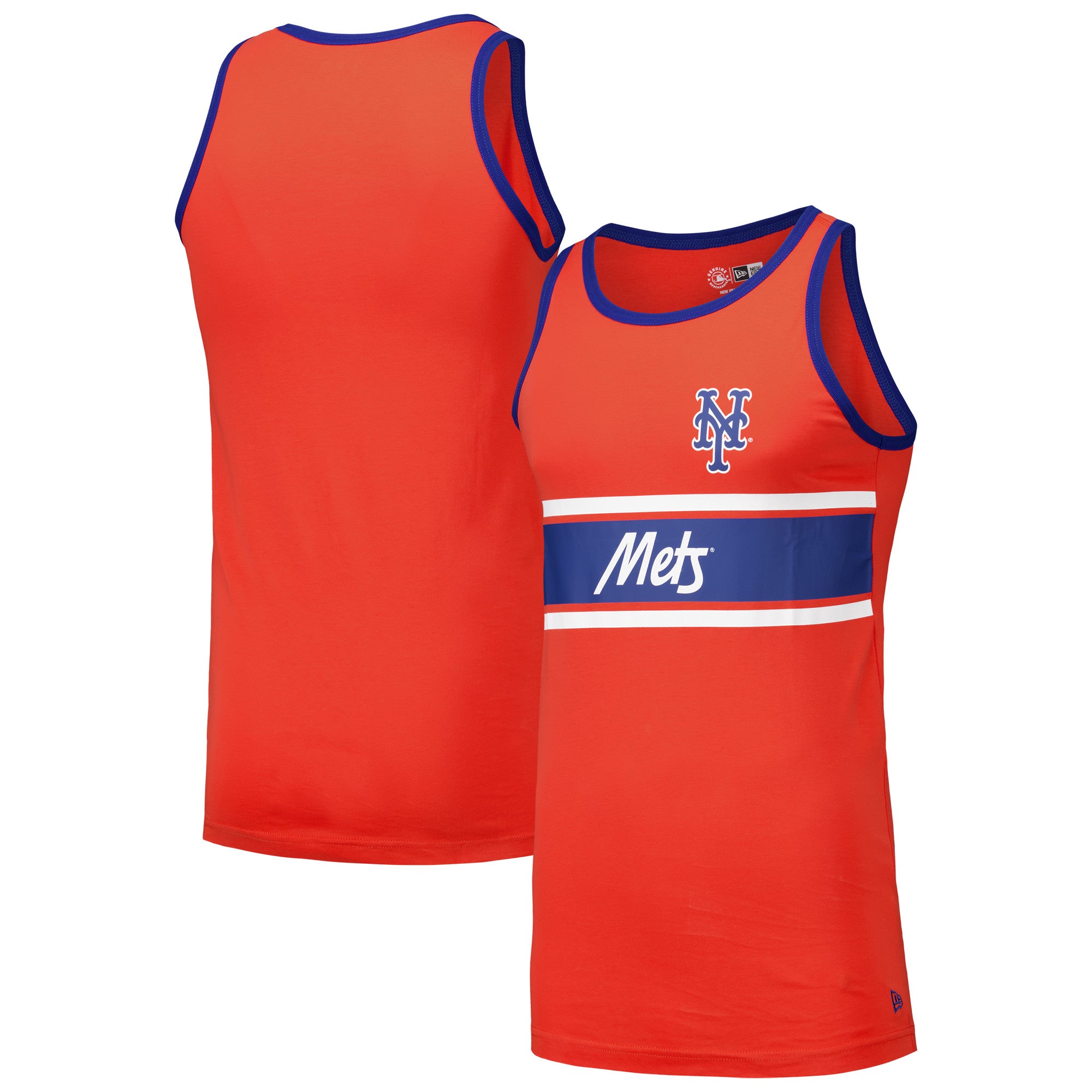 Men's New Era Orange New York Mets Jersey Ringer Tank Top