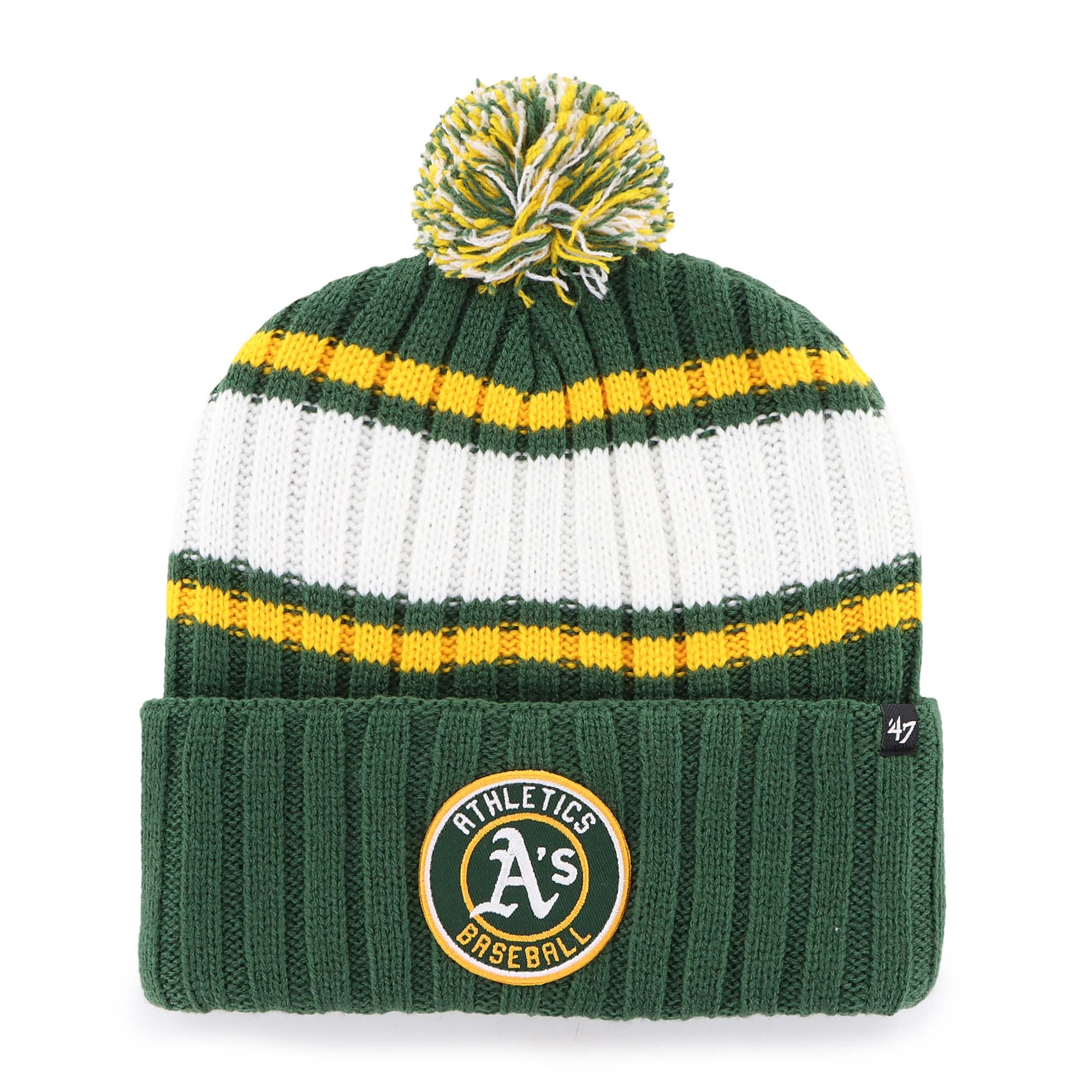 Men's '47  Green Oakland Athletics Plateau Cuffed Knit Hat with Pom
