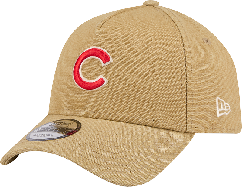 Men's New Era Khaki Chicago Cubs Logo Essentials 9FORTY A-Frame Adjustable Hat