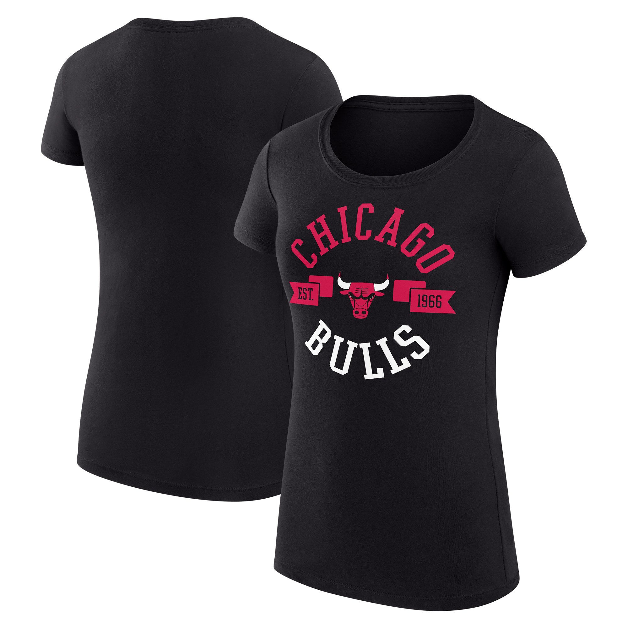 Women's G-III 4Her by Carl Banks Black Chicago Bulls Super-Slim Fit Lightweight Large City Logo T-Shirt