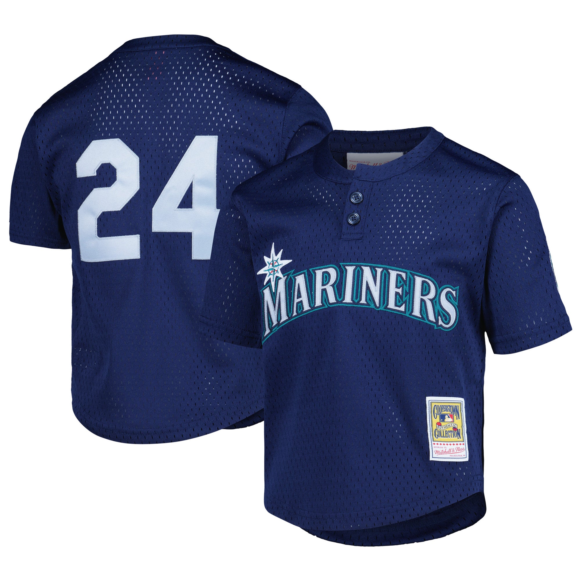 Preschool Mitchell & Ness Ken Griffey Jr. Navy Seattle Mariners Cooperstown Collection Mesh Batting Practice Jersey
