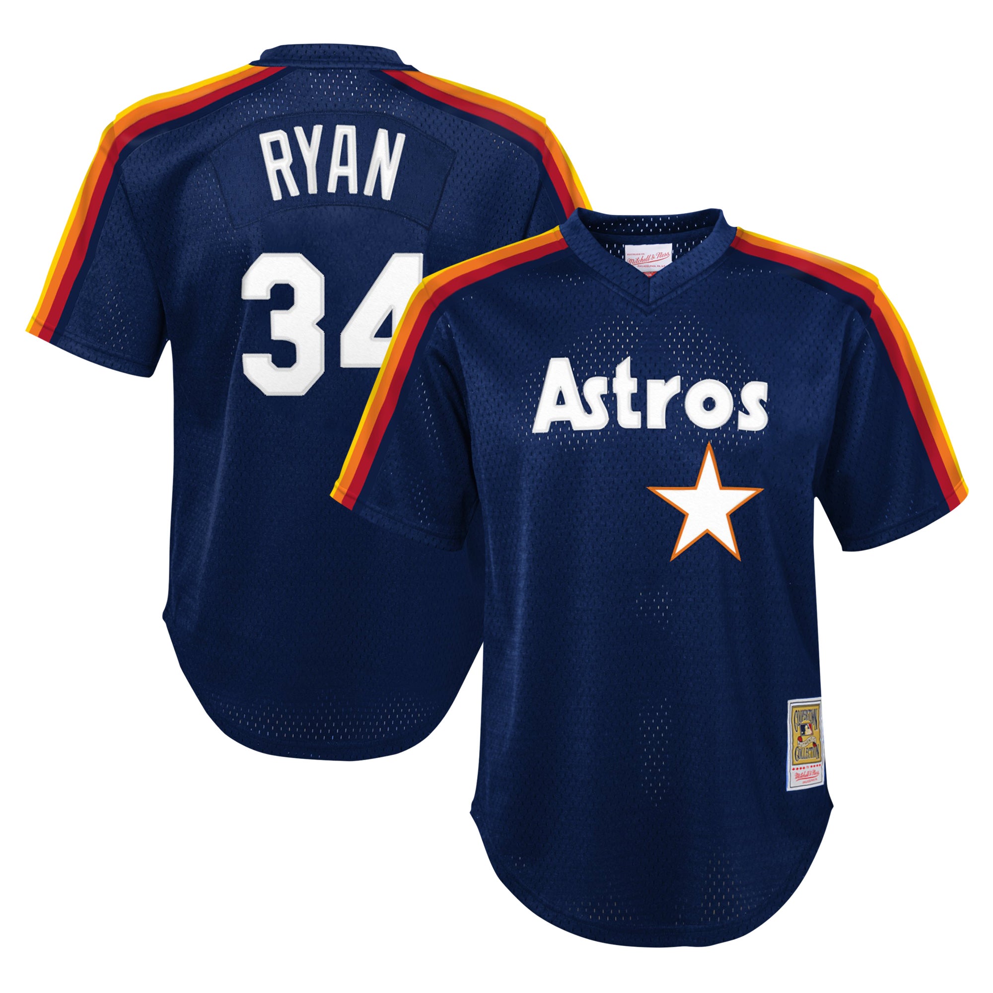 Youth Mitchell & Ness Nolan Ryan Navy Houston Astros Cooperstown Collection Mesh Batting Practice Jersey