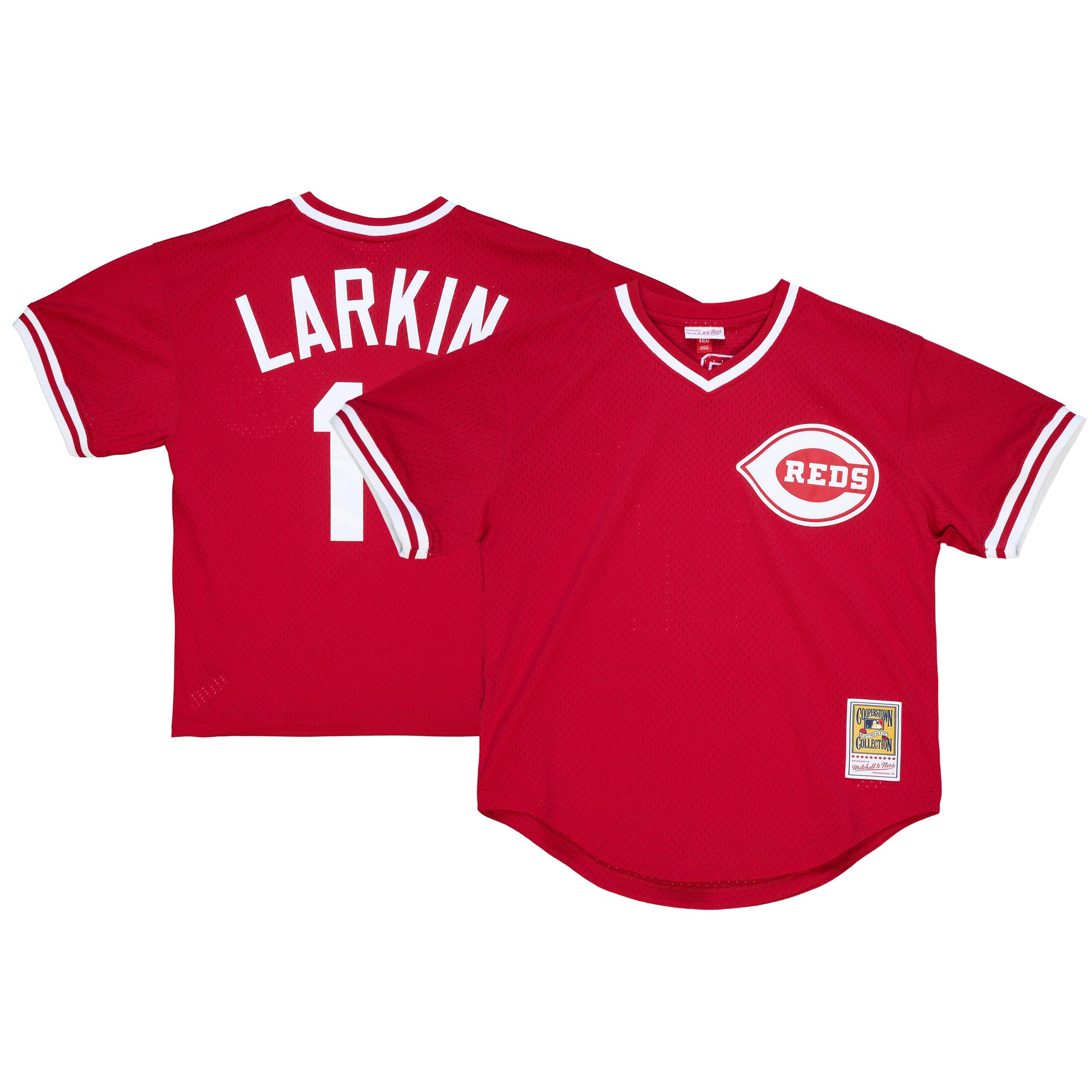 Youth Mitchell & Ness Barry Larkin Red Cincinnati Reds Cooperstown Collection Mesh Batting Practice Jersey