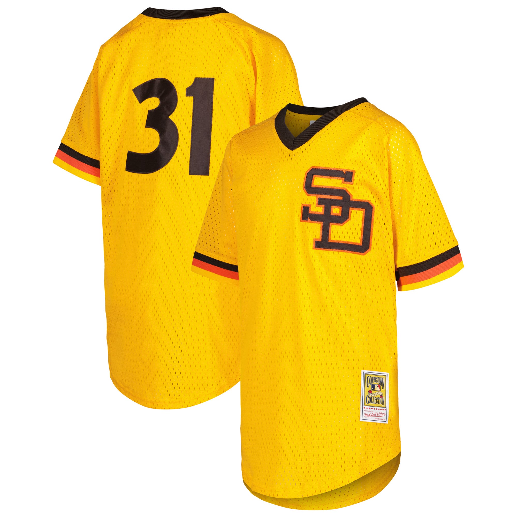 Youth Mitchell & Ness Dave Winfield Gold San Diego Padres Cooperstown Collection Mesh Batting Practice Jersey