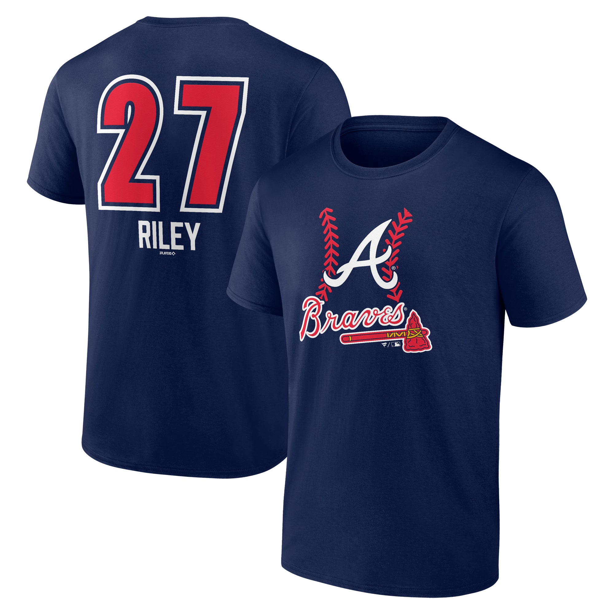 Men's Austin Riley Navy Atlanta Braves Fastball Player Name & Number T-Shirt