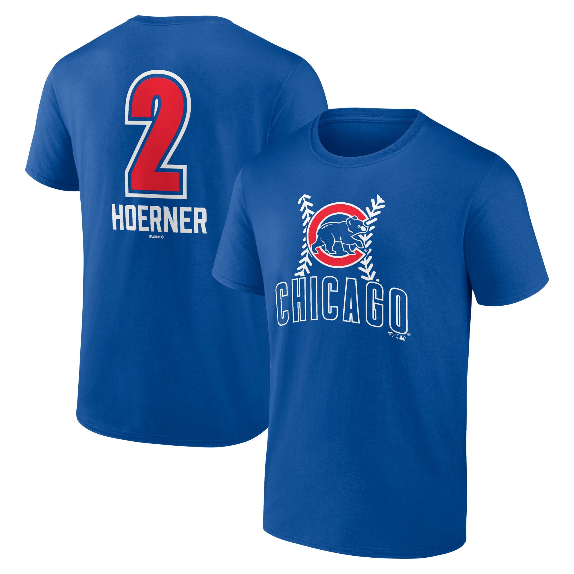 Men's Nico Hoerner Royal Chicago Cubs Fastball Player Name & Number T-Shirt