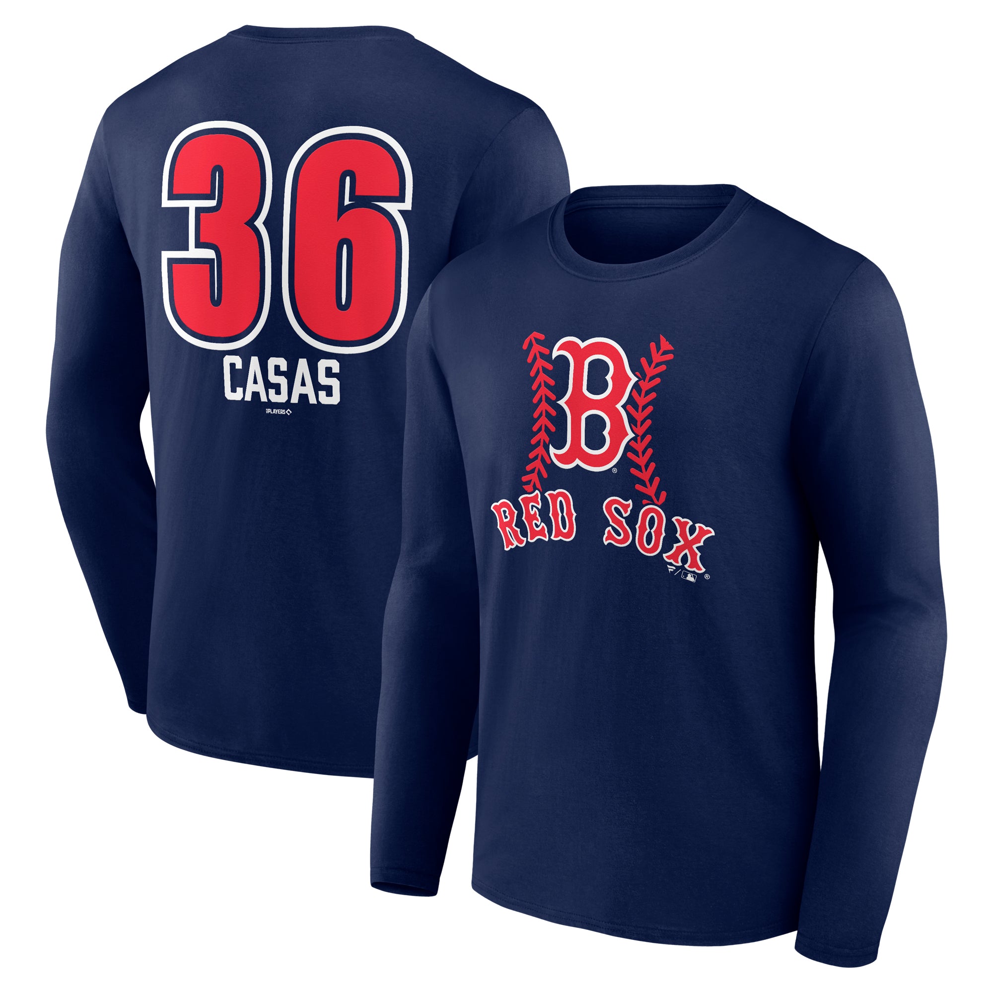 Men's Triston Casas Navy Boston Red Sox Fastball Player Name & Number Long Sleeve T-Shirt