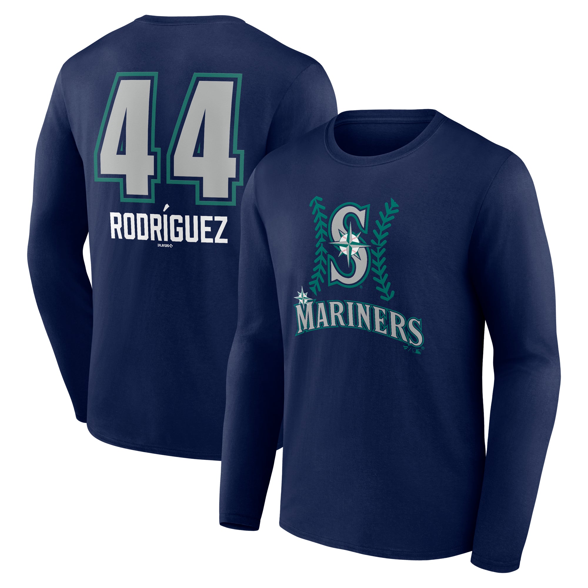 Men's Julio Rodríguez Navy Seattle Mariners Name & Number Fastball Long Sleeve T-Shirt