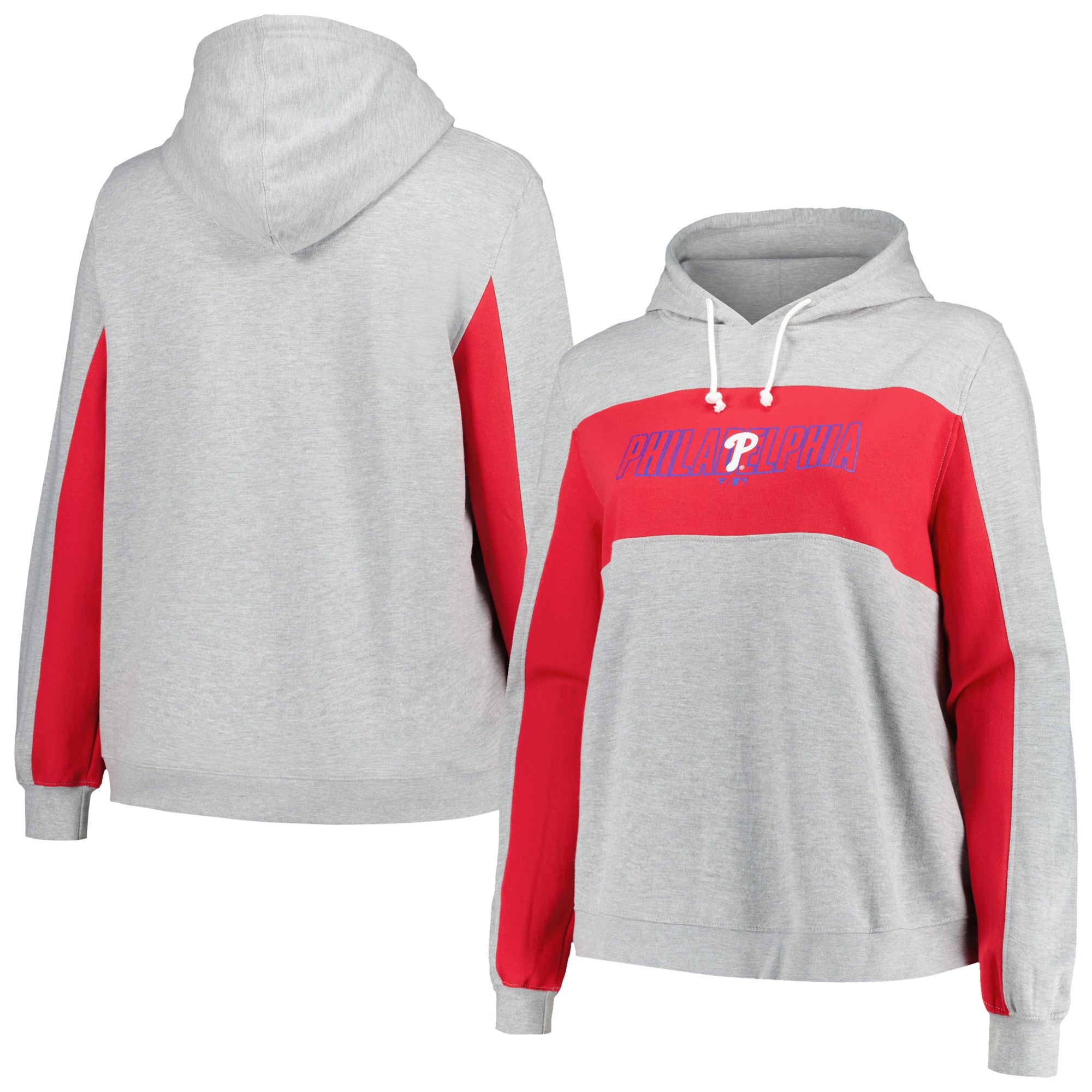 Women's Profile Heather Gray Philadelphia Phillies Plus Size Pullover Jersey Hoodie