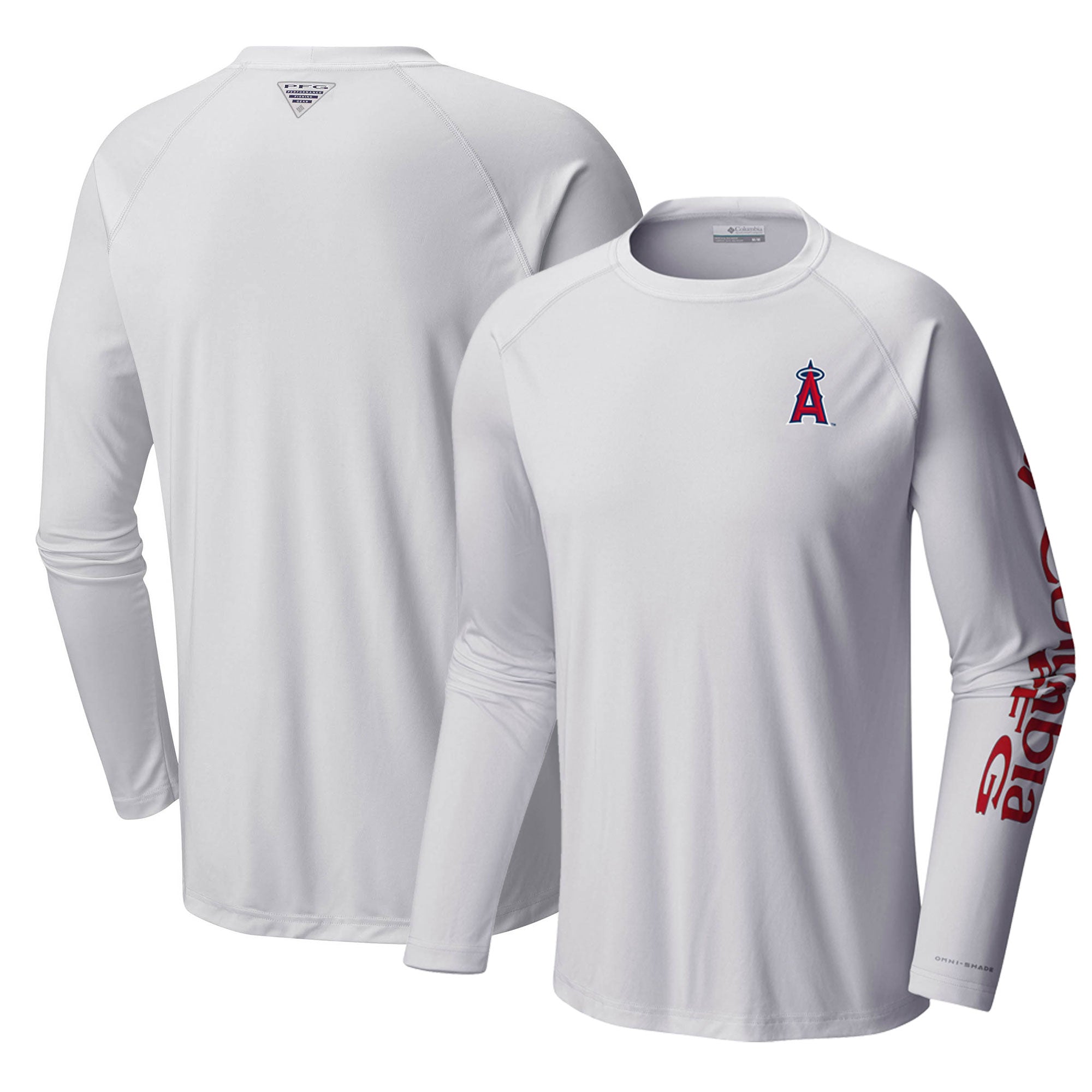 Men's Columbia White Los Angeles Angels Terminal Tackle Long Sleeve T-Shirt