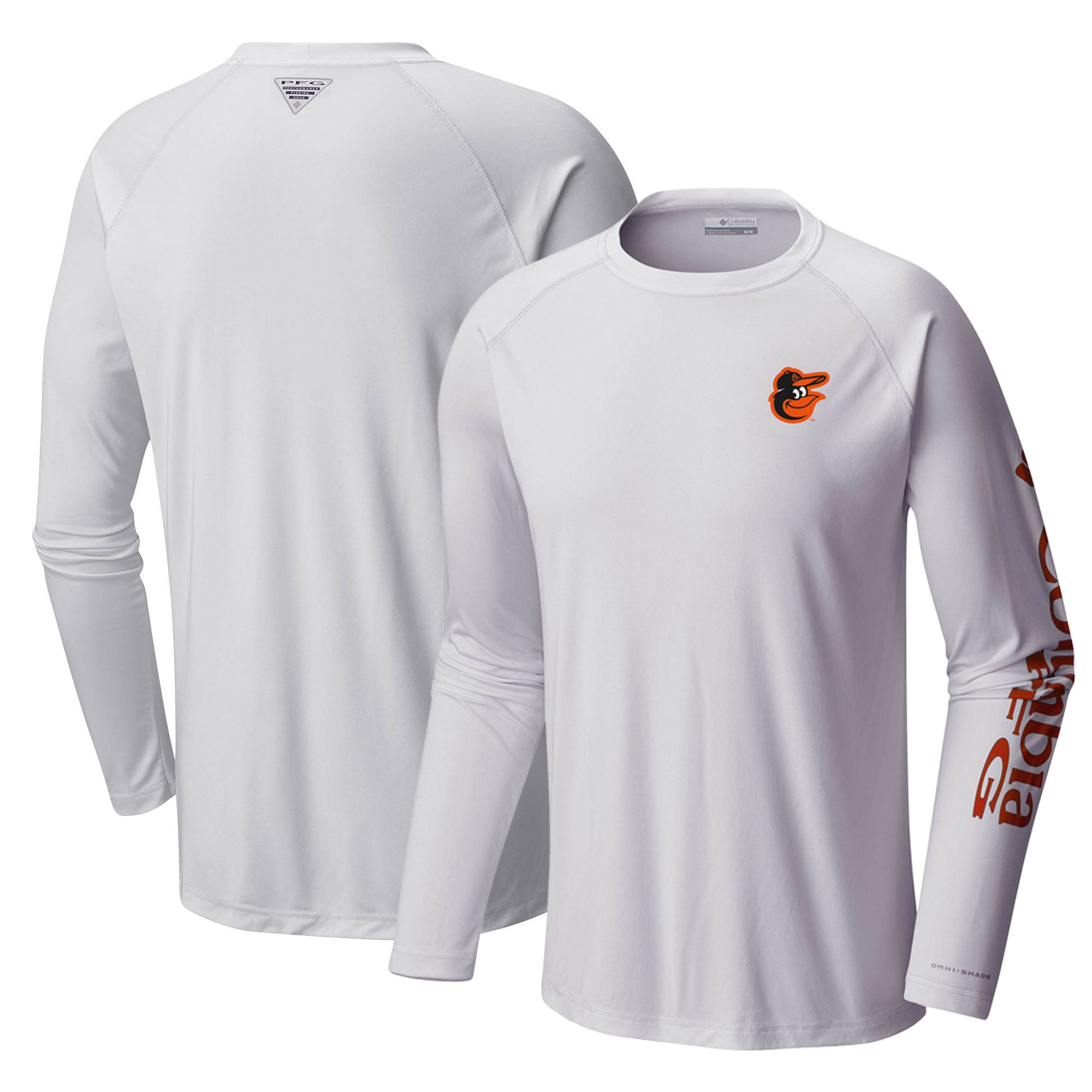 Men's Columbia White Baltimore Orioles Terminal Tackle Long Sleeve T-Shirt