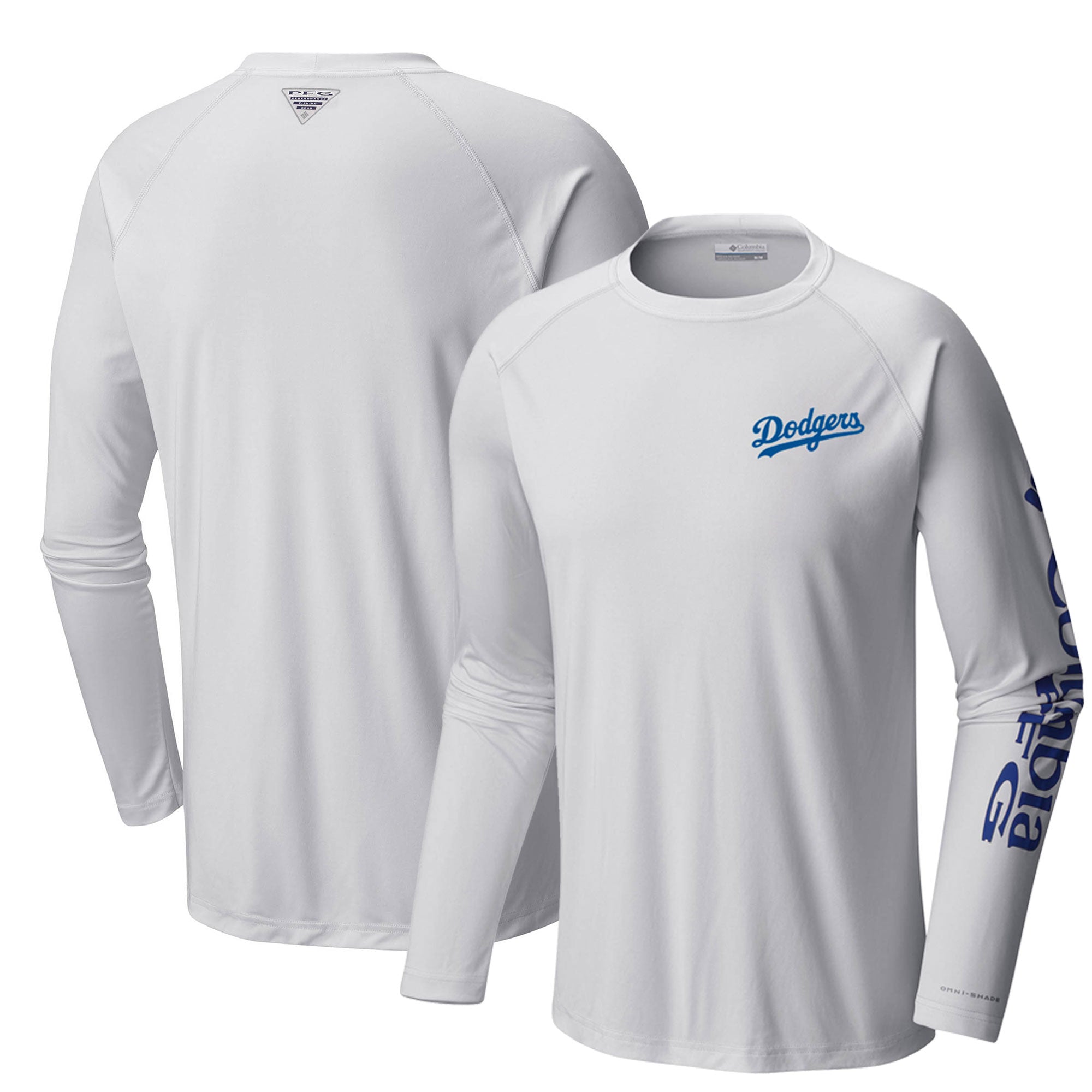 Men's Columbia White Los Angeles Dodgers Terminal Tackle Long Sleeve T-Shirt