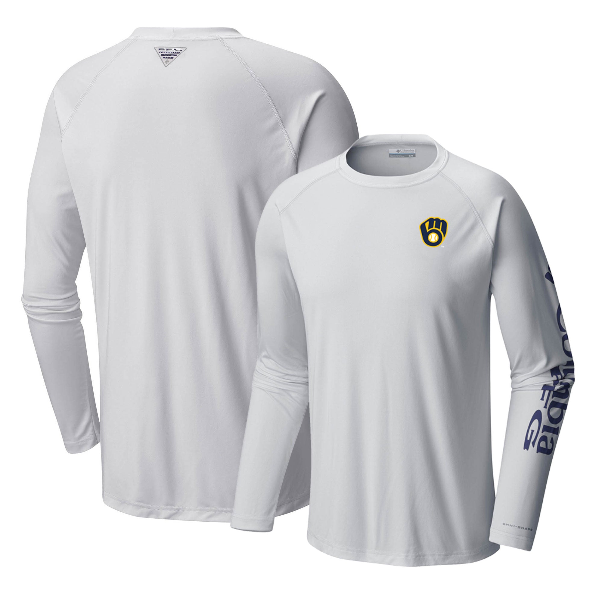 Men's Columbia White Milwaukee Brewers Terminal Tackle Long Sleeve T-Shirt