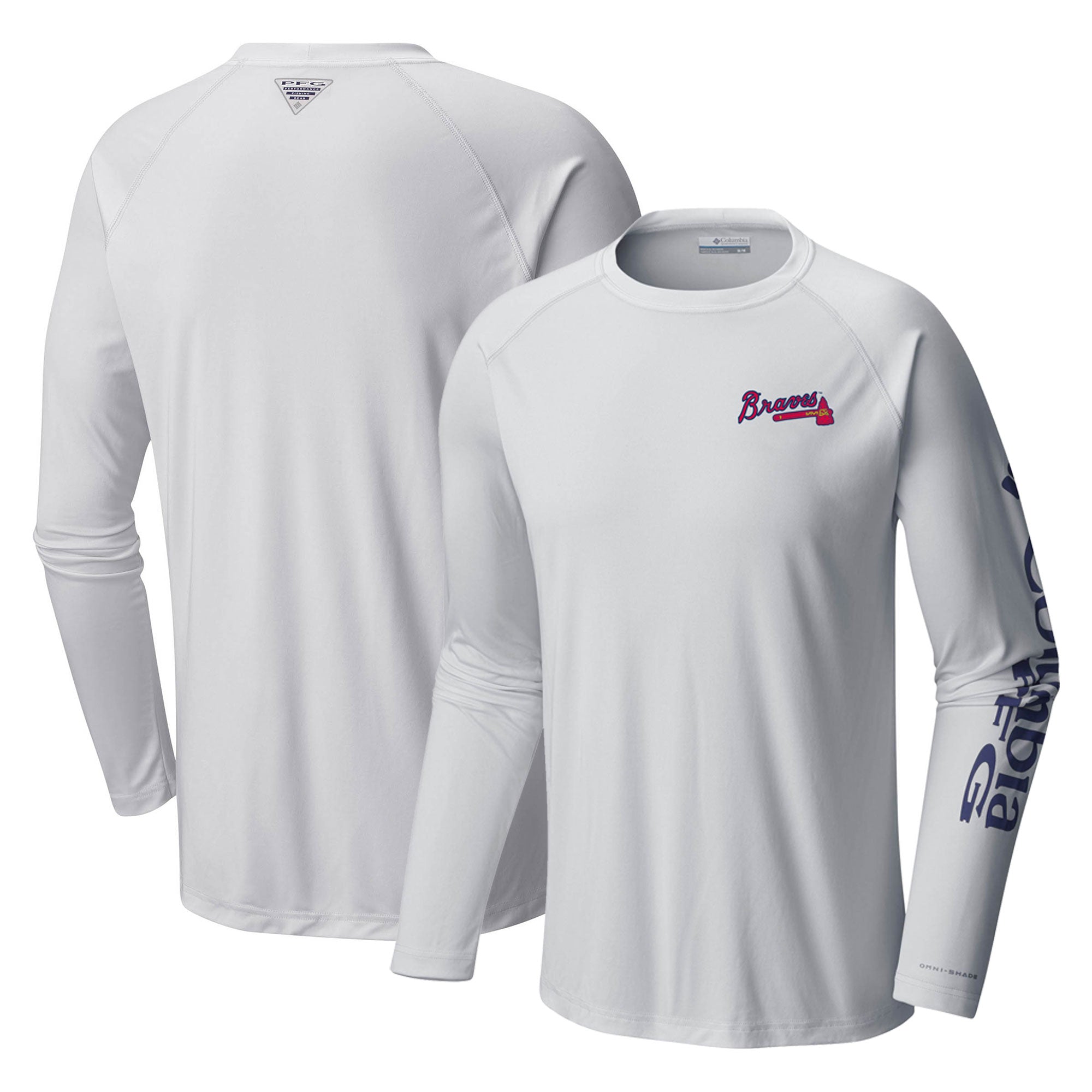 Men's Columbia White Atlanta Braves Terminal Tackle Long Sleeve T-Shirt