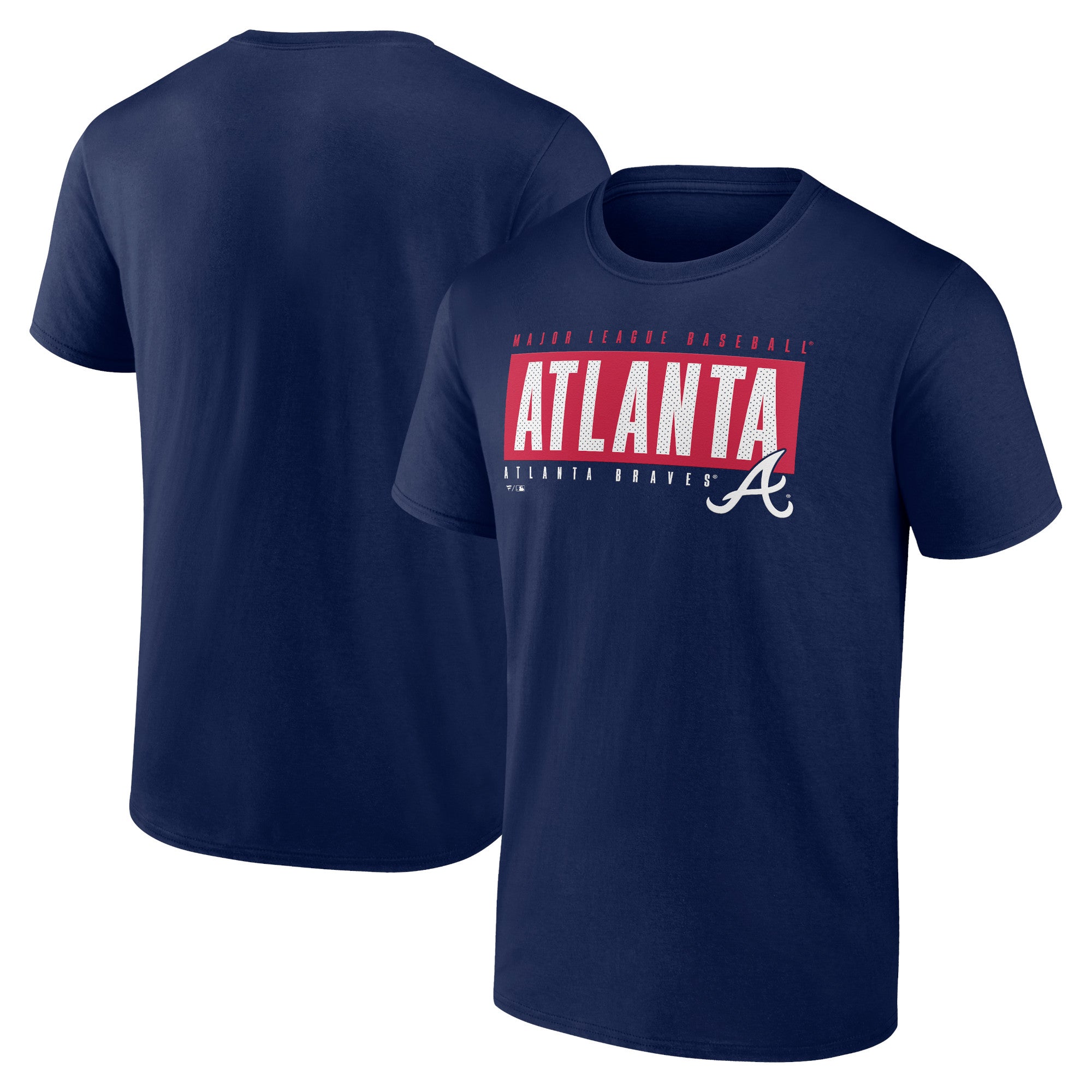 Men's Navy Atlanta Braves Blocked Out T-Shirt