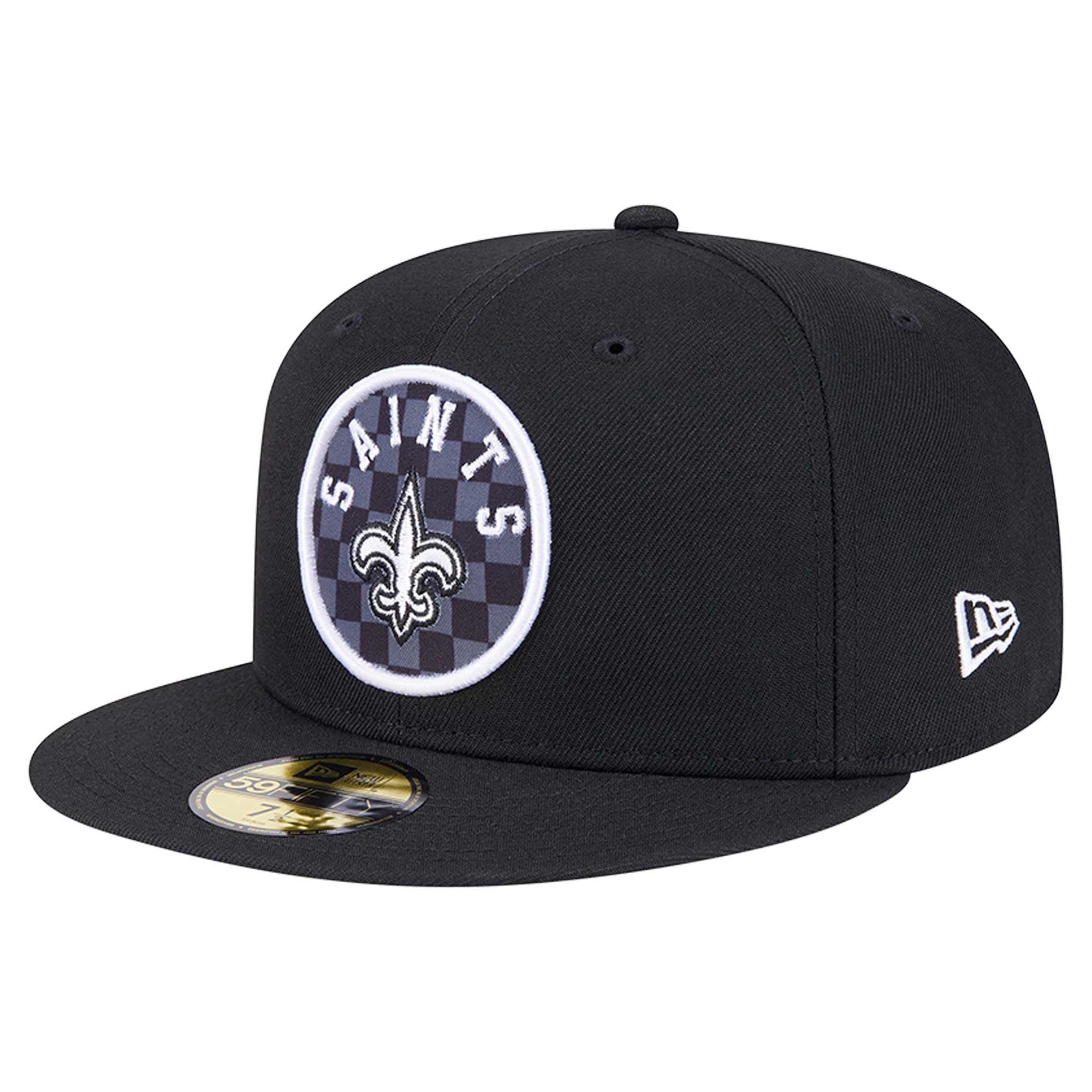 Men's New Era Black New Orleans Saints Checkered 59FIFTY Fitted Hat
