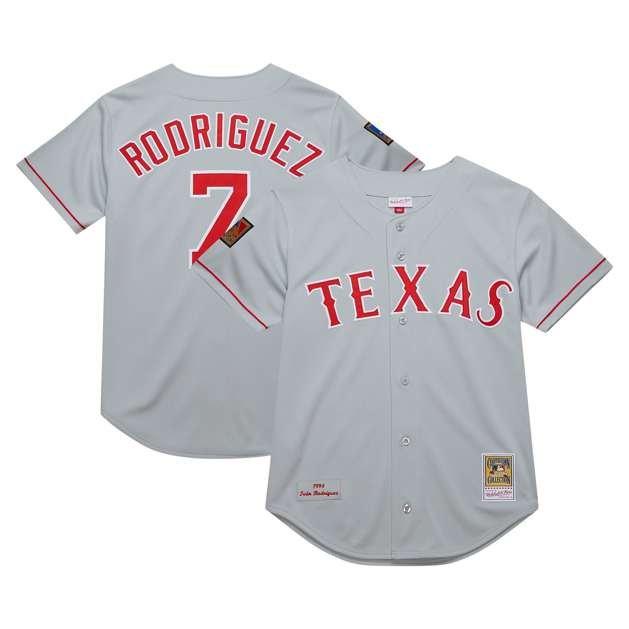 Men's Mitchell & Ness Ivan Rodriguez Gray Texas Rangers 1994 Cooperstown Collection Authentic Dark Jersey