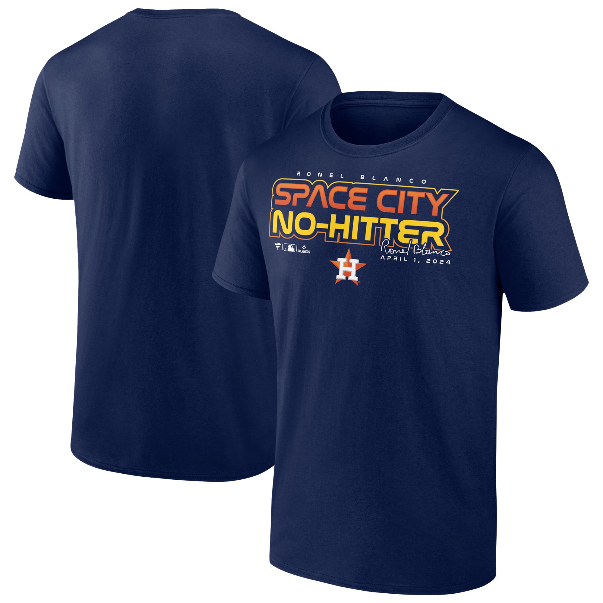 Men's Ronel Blanco Navy Houston Astros Space City No-Hitter T-Shirt