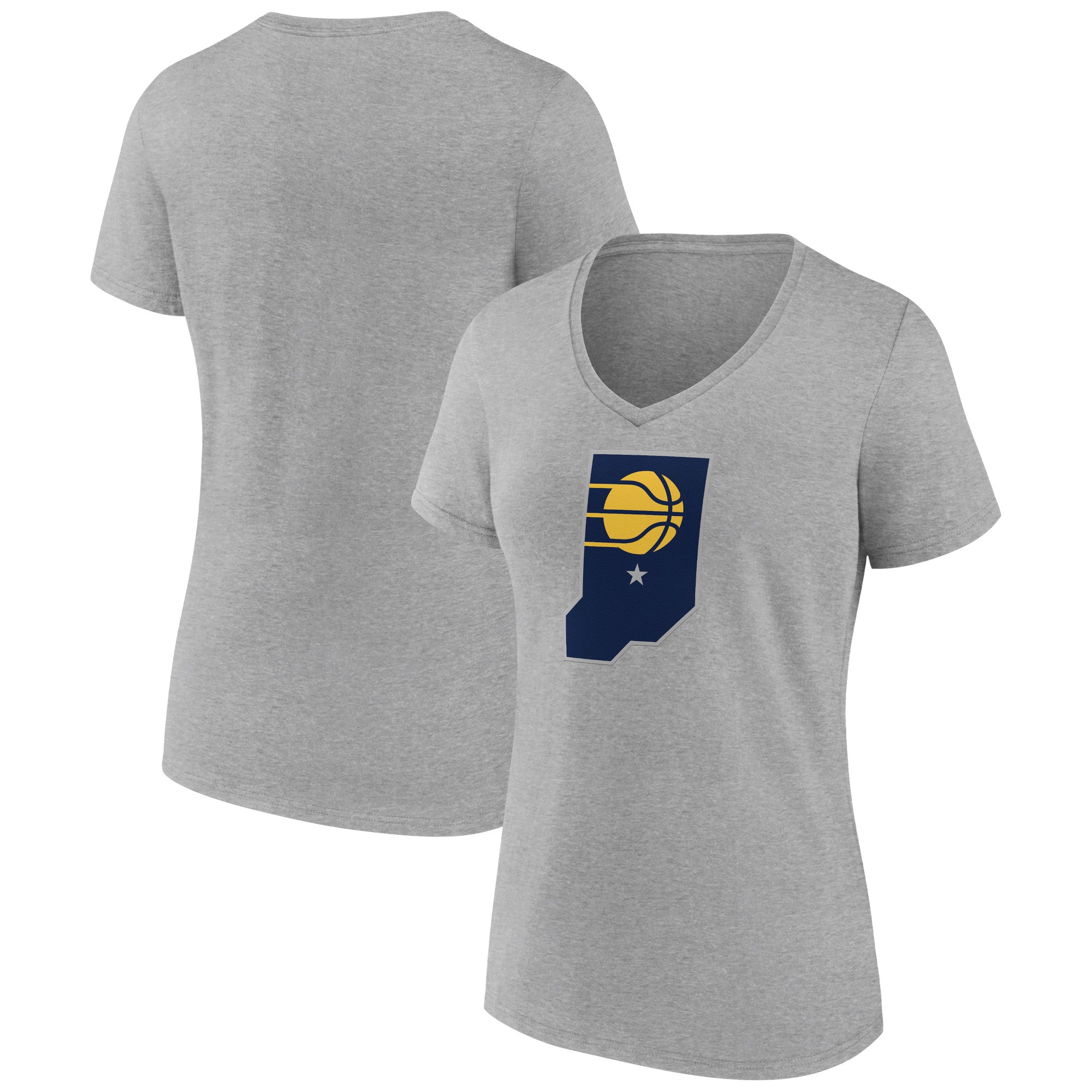 Women's  Gray Indiana Pacers Alternate Logo V-Neck T-Shirt