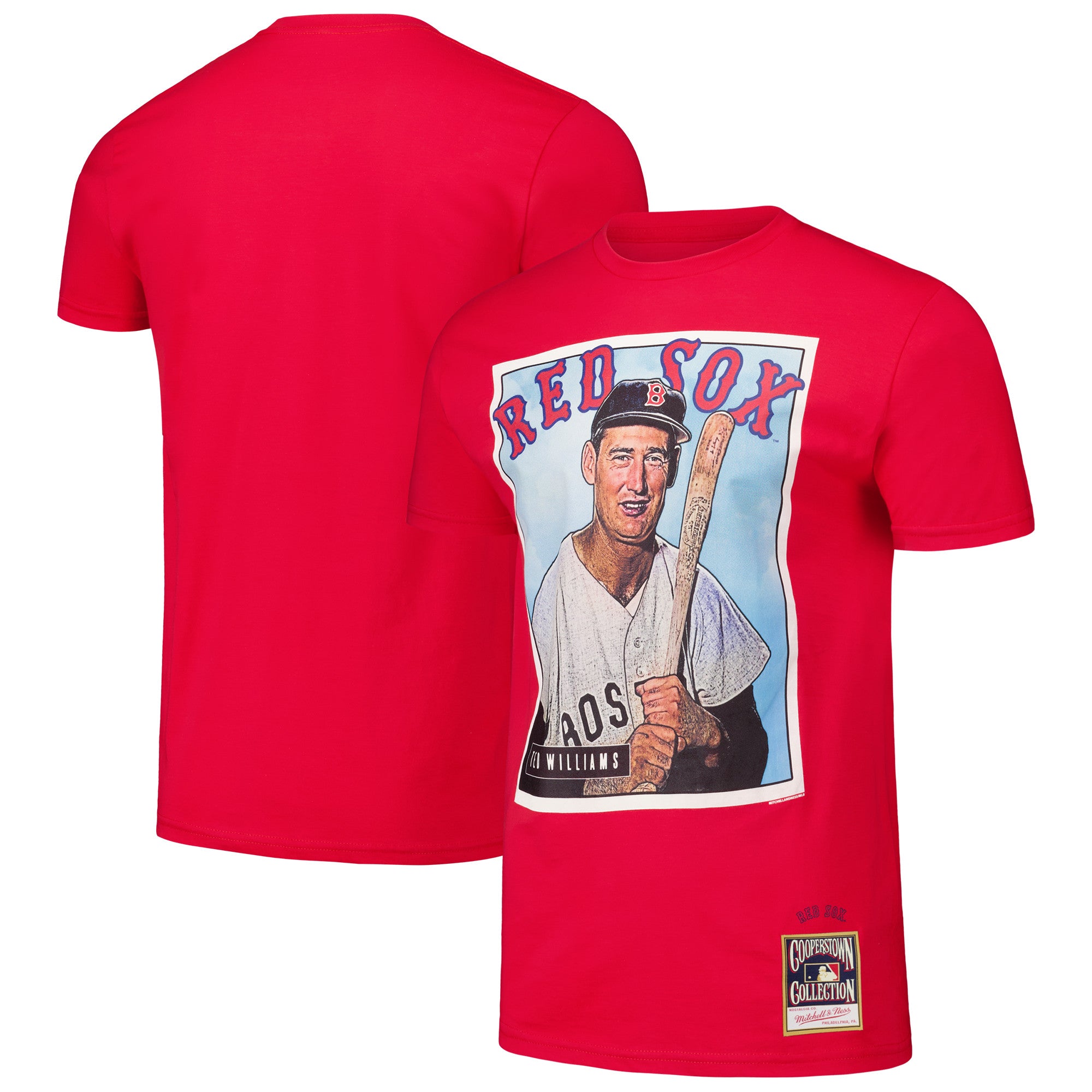 Men's Mitchell & Ness Ted Williams Red Boston Red Sox Cooperstown Collection Collectors Connection T-Shirt