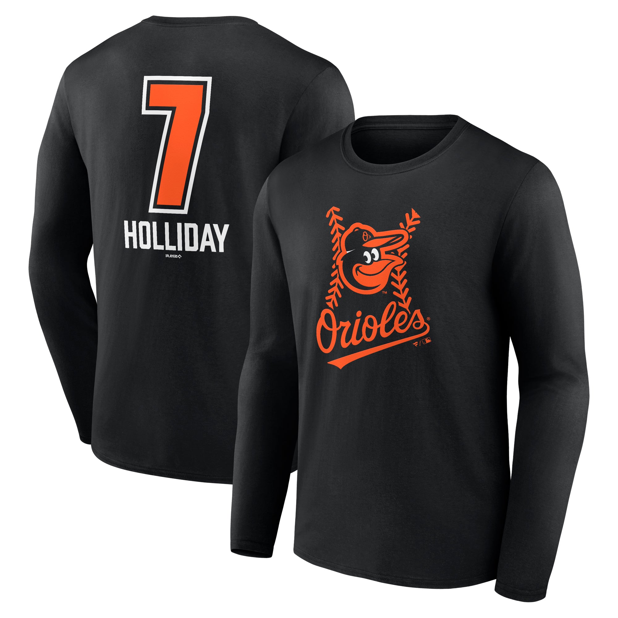 Men's Jackson Holliday Black Baltimore Orioles Fastball Player Name & Number Long Sleeve T-Shirt