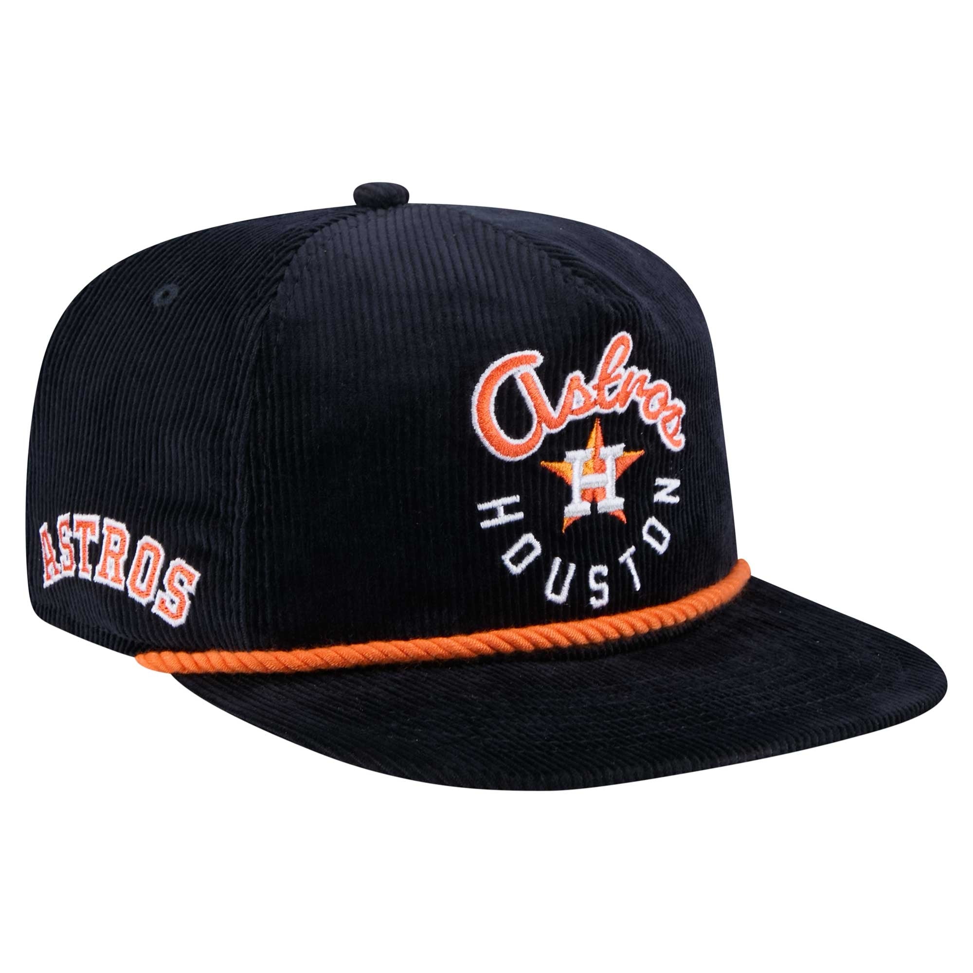 Men's New Era  Navy Houston Astros Full Circle Corduroy Golfer Adjustable Hat