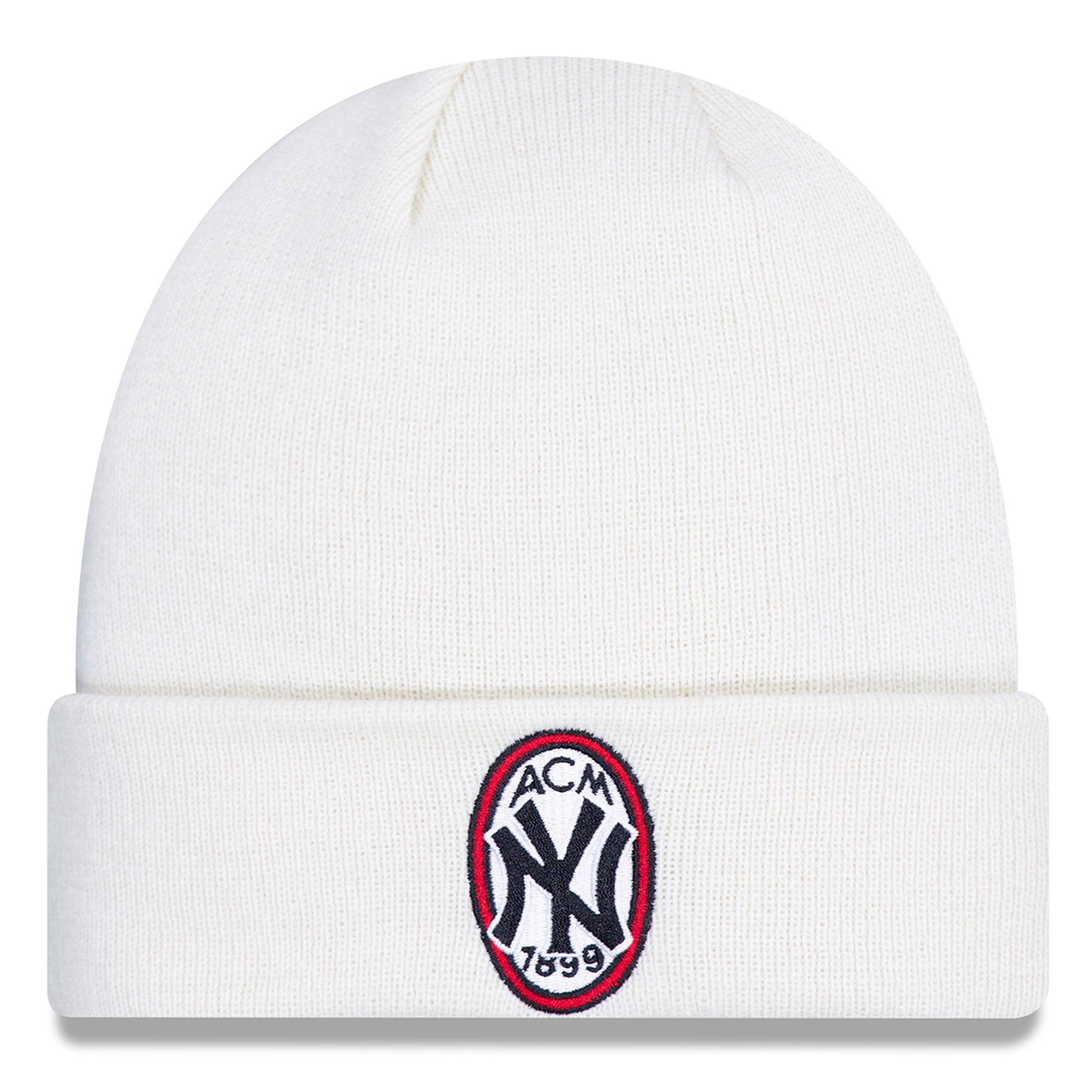 Men's New Era Cream New York Yankees x AC Milan Script Cuffed Knit Hat
