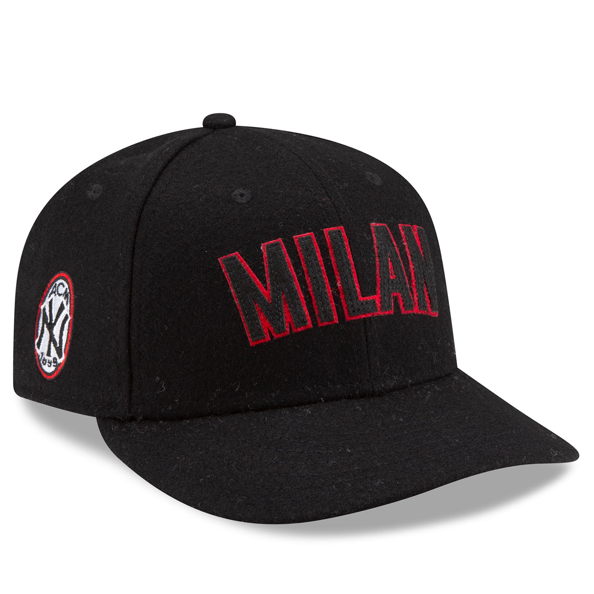 Men's New Era Black New York Yankees x AC Milan Wordmark Low Profile 9FIFTY Stretch-Snap Hat