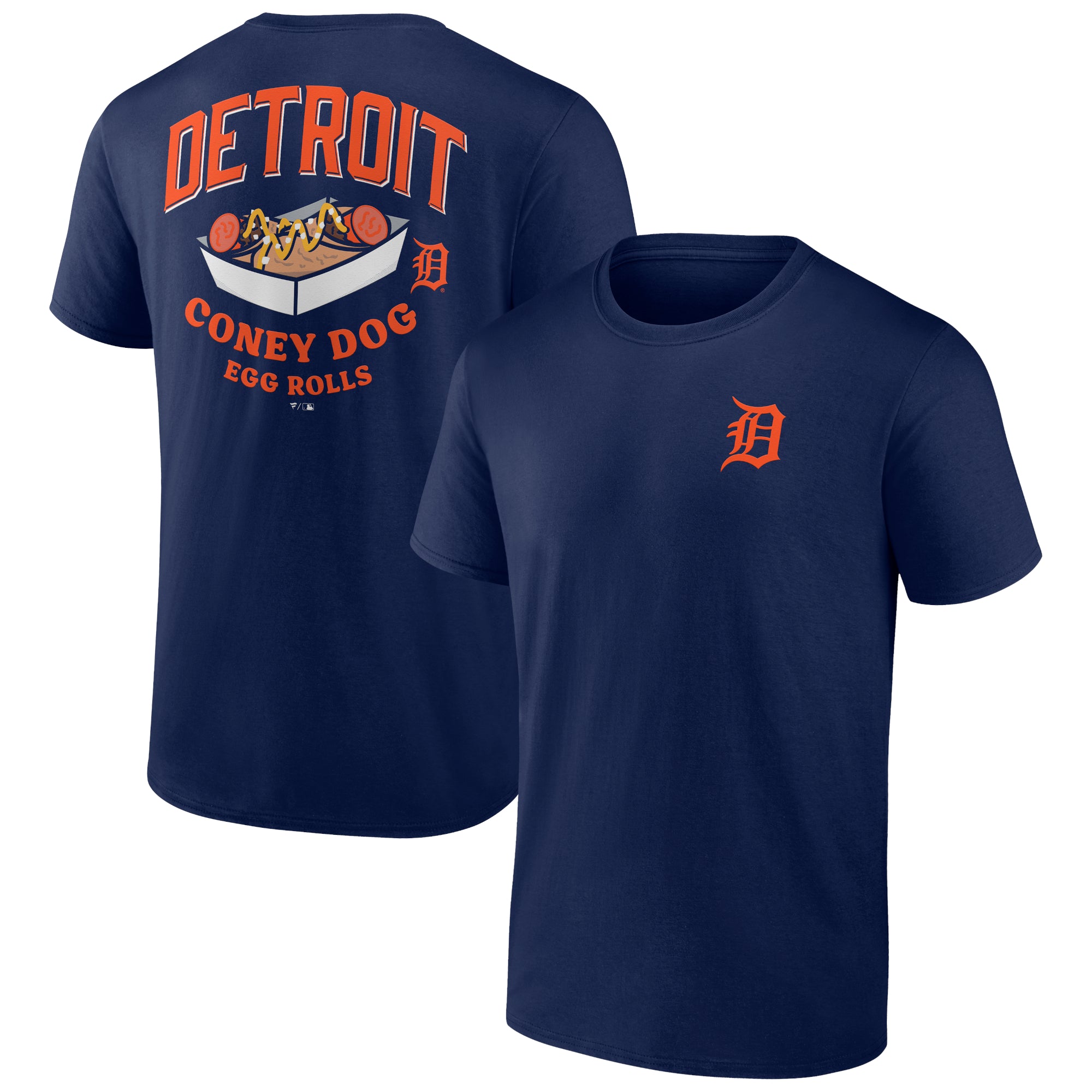 Men's Navy Detroit Tigers Coney Dog Egg Rolls T-Shirt