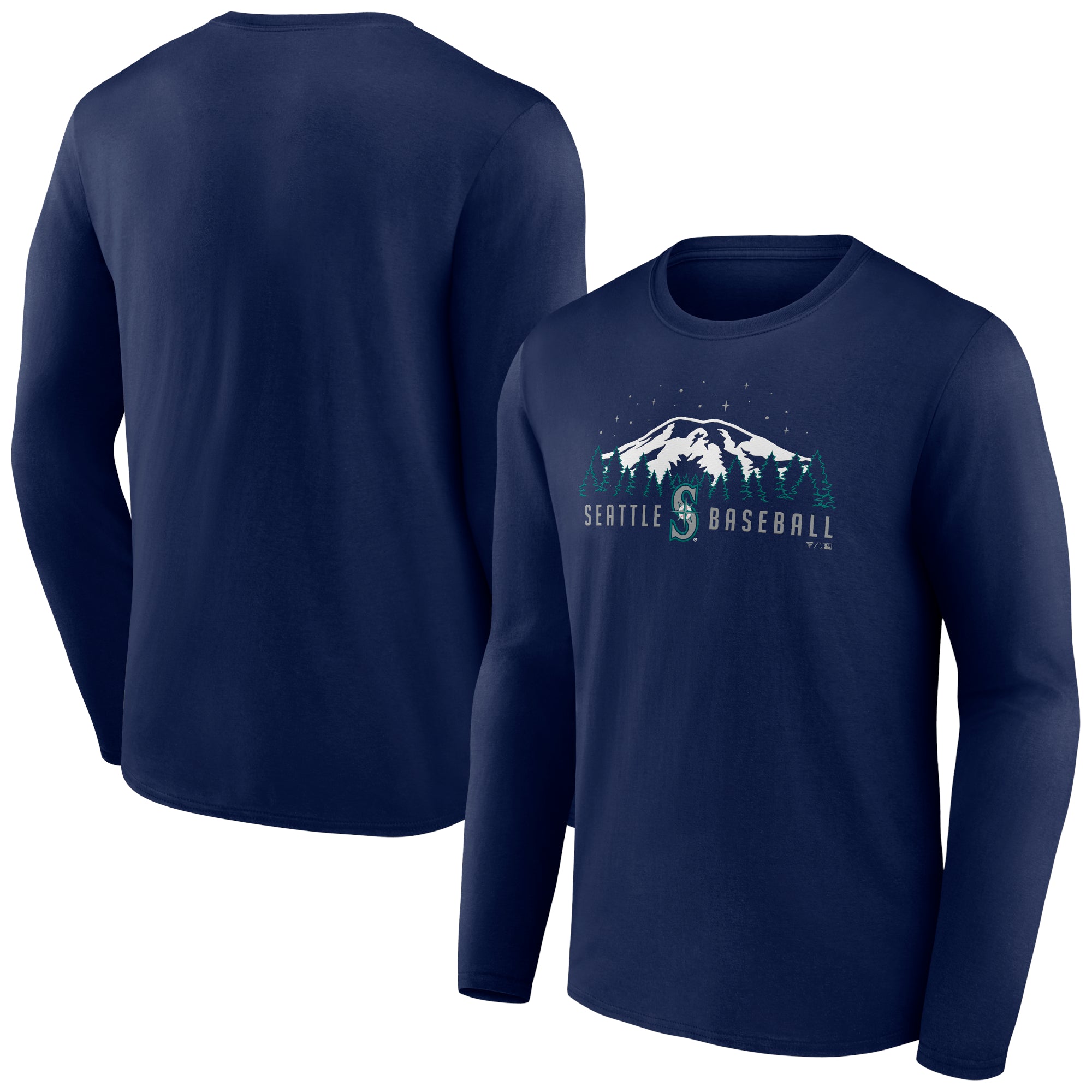 Men's Navy Seattle Mariners Mountains Long Sleeve T-Shirt
