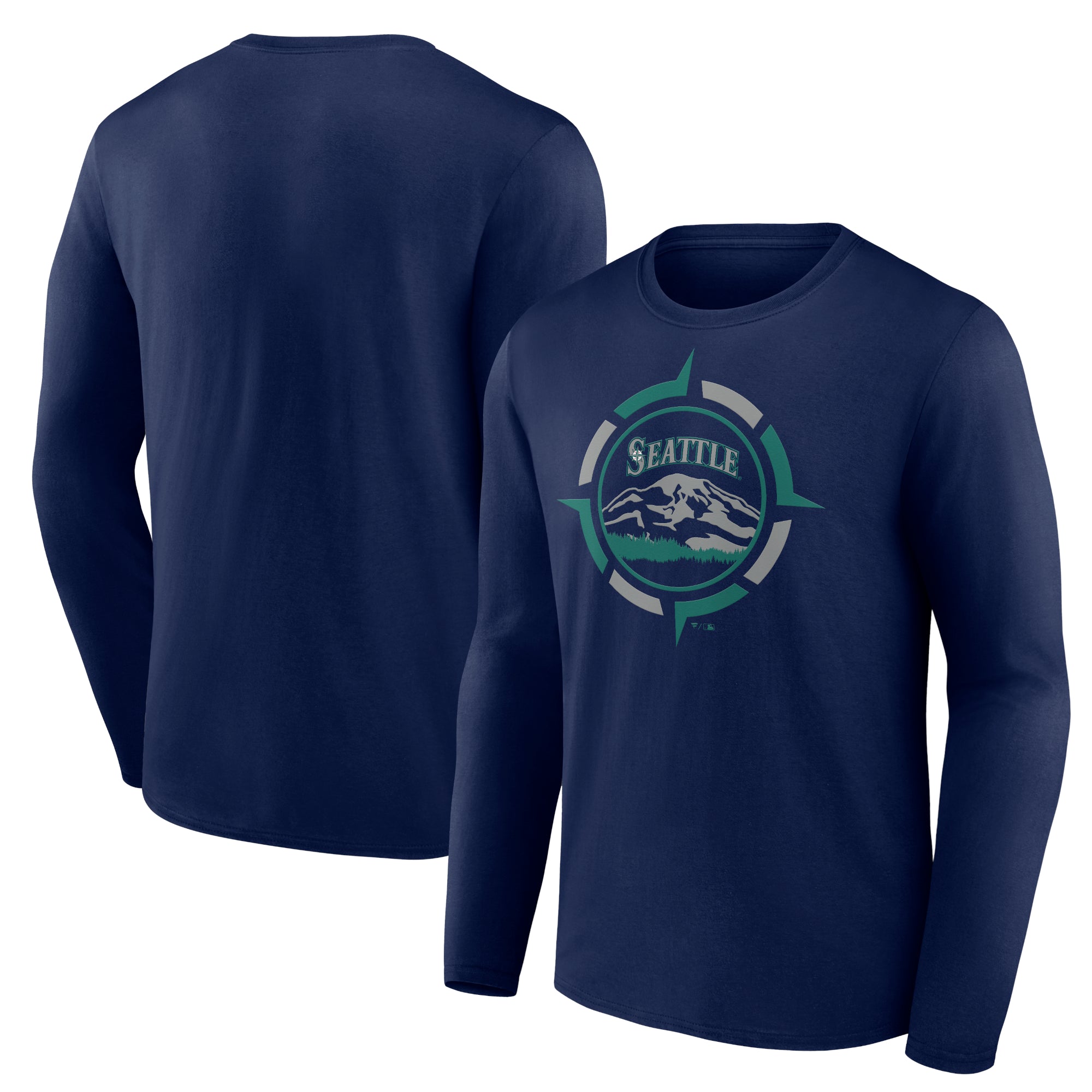 Men's Navy Seattle Mariners Compass Long Sleeve T-Shirt