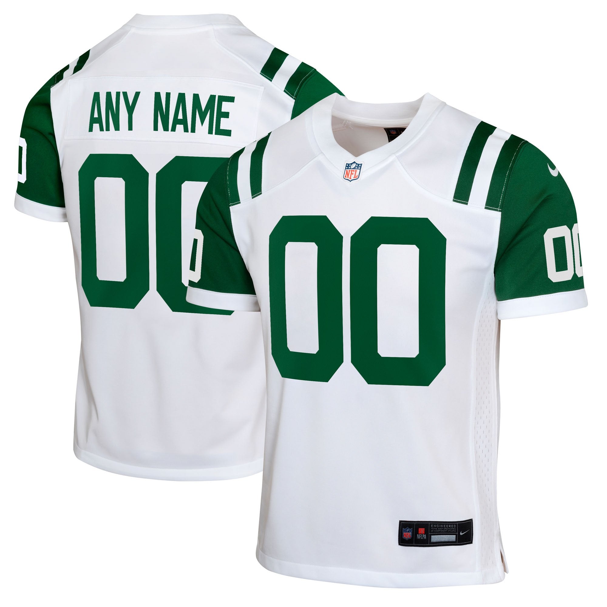 Youth Nike White New York Jets Classic Alternate Custom Replica Jersey