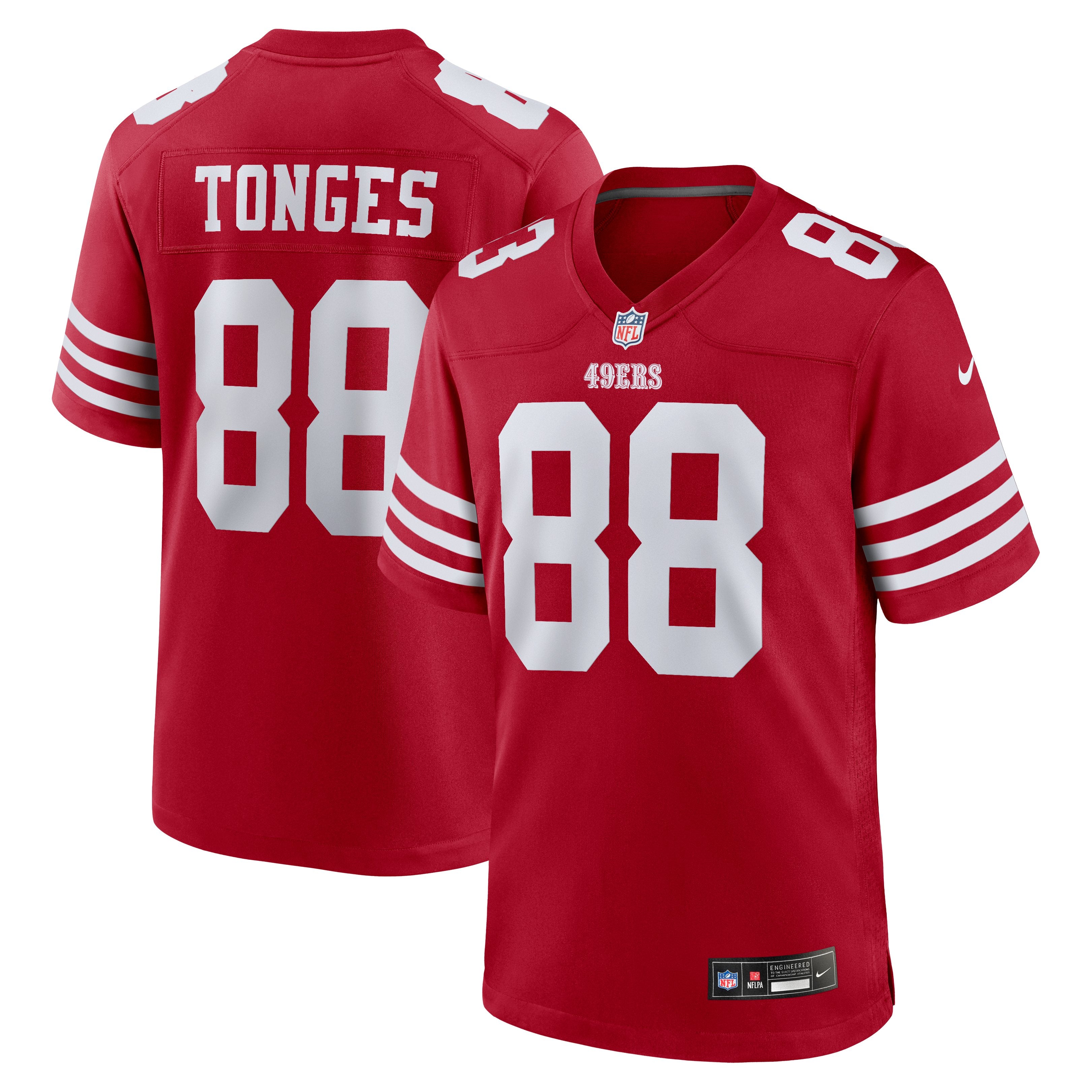 Men's Nike Jake Tonges  Scarlet San Francisco 49ers Team Game Jersey