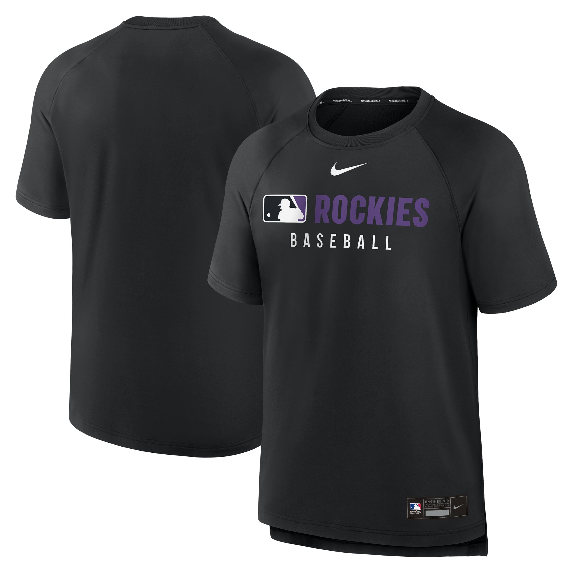 Men's Nike Black Colorado Rockies Authentic Collection Pregame Raglan Dri-FIT T-Shirt