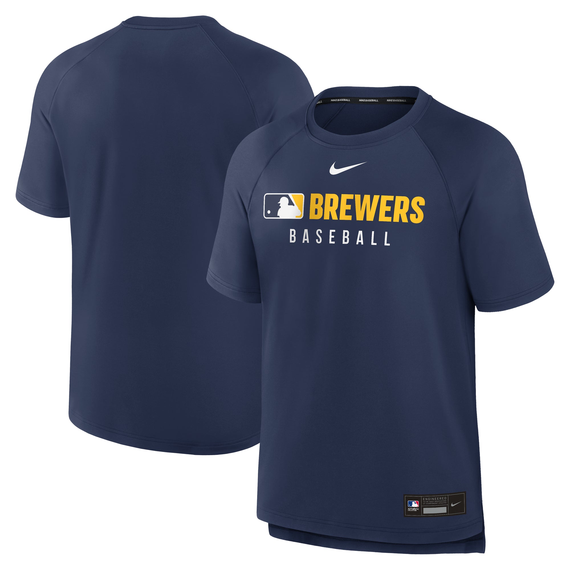 Men's Nike Navy Milwaukee Brewers Authentic Collection Pregame Raglan Dri-FIT T-Shirt
