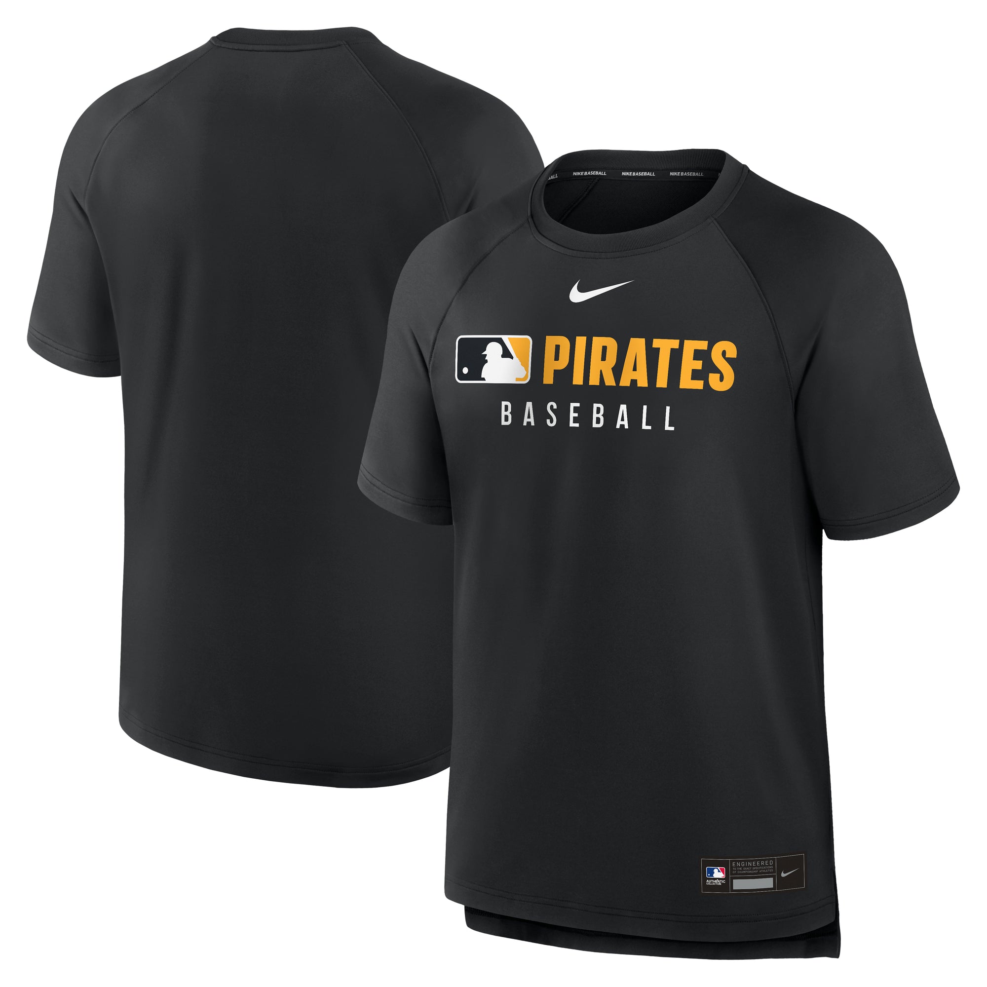 Men's Nike Black Pittsburgh Pirates Authentic Collection Pregame Raglan Dri-FIT T-Shirt