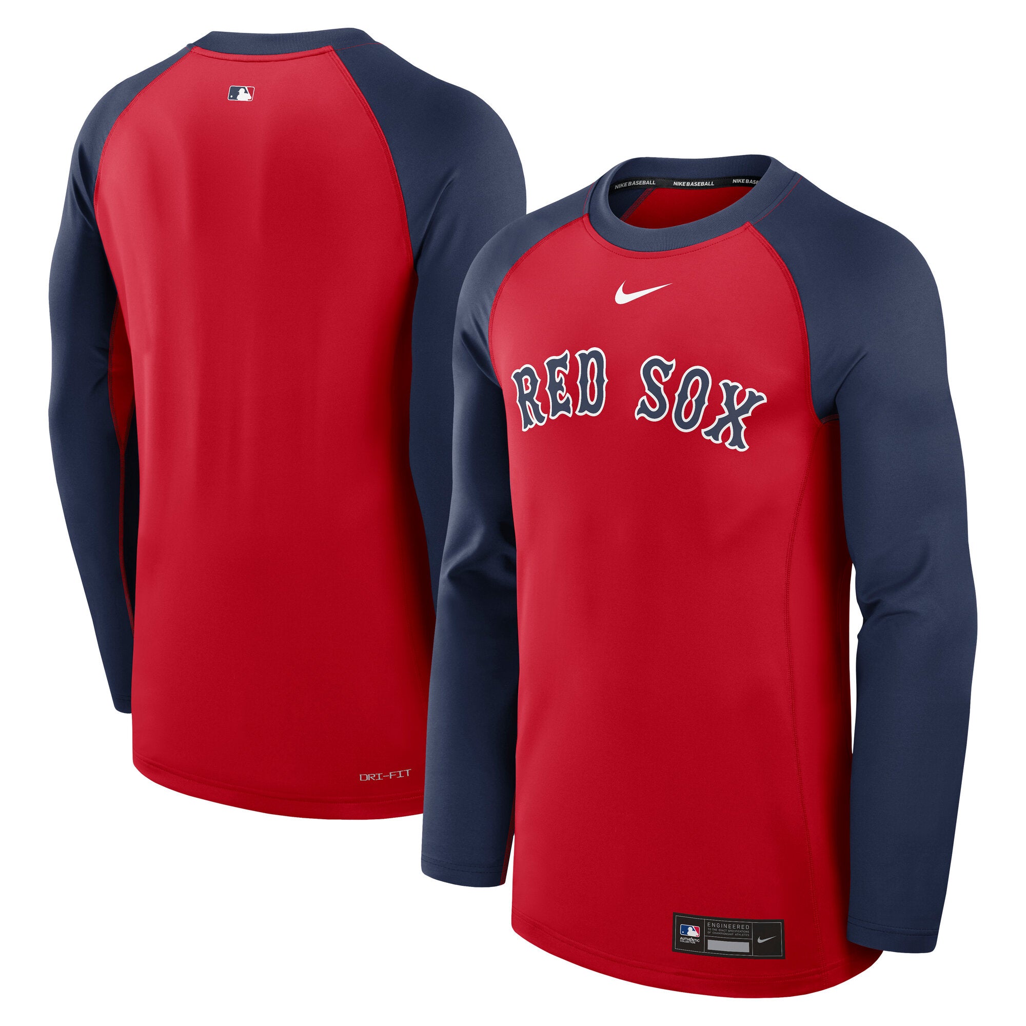 Men's Nike Red/Navy Boston Red Sox Authentic Collection Game Time Raglan Dri-FIT Long Sleeve T-Shirt