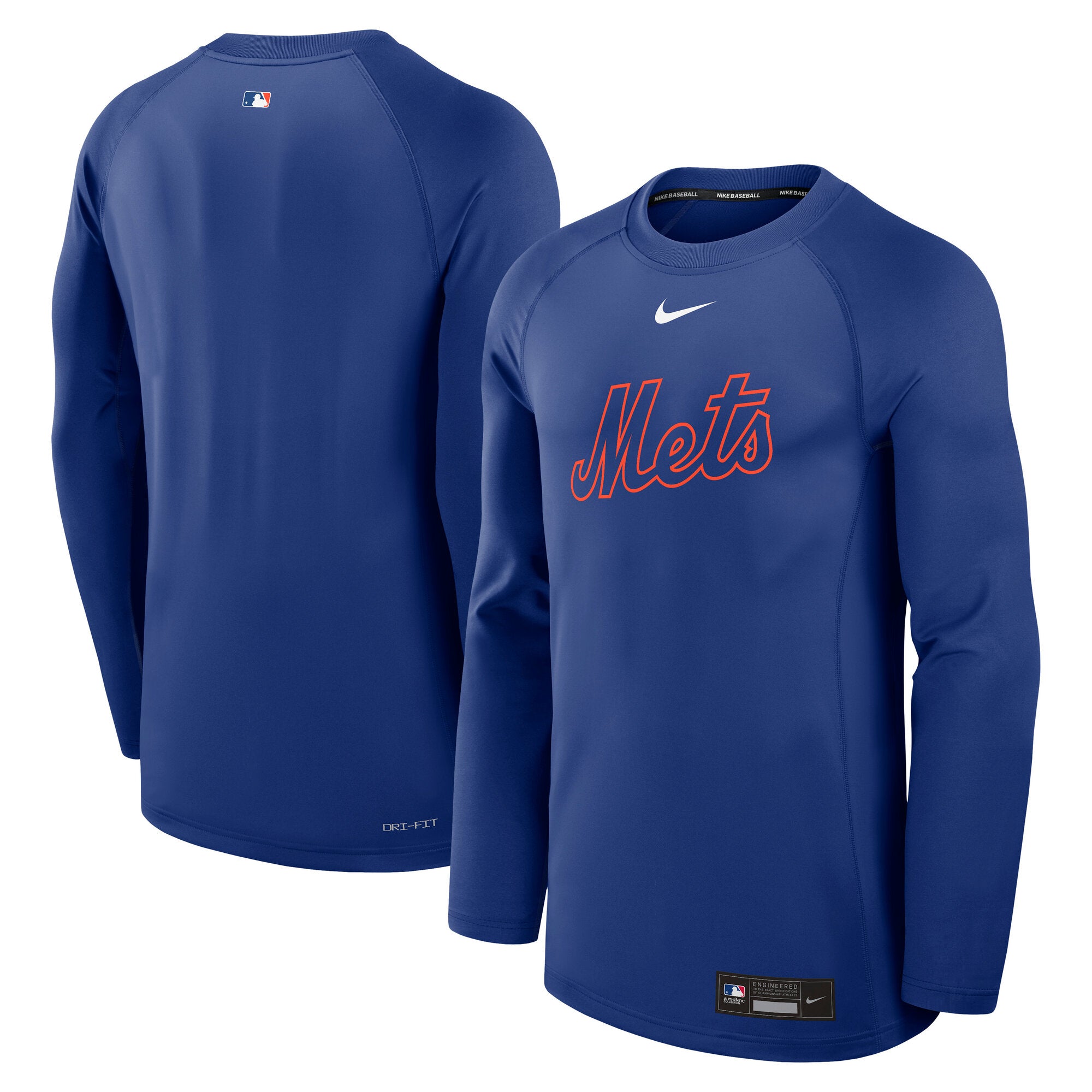 Men's Nike Royal New York Mets Authentic Collection Game Time Raglan Dri-FIT Long Sleeve T-Shirt