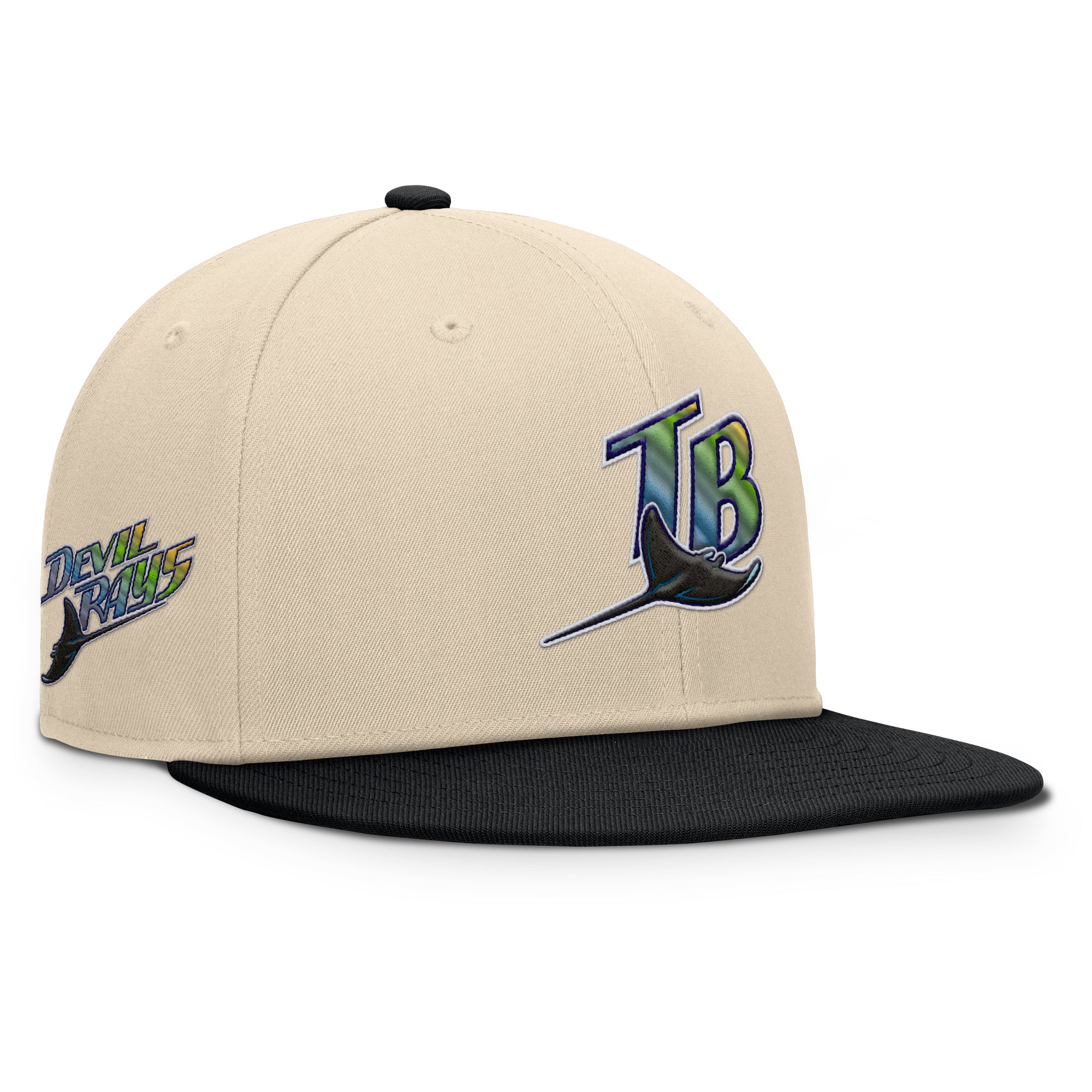Men's Fanatics Natural/Black Tampa Bay Rays Cooperstown Collection Bounder Snapback Hat