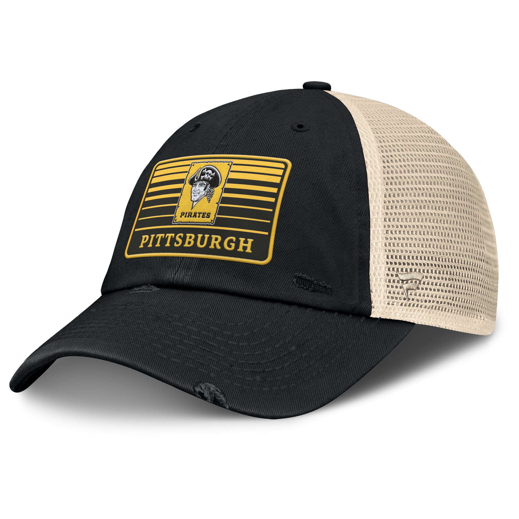 Men's Fanatics  Black/Natural Pittsburgh Pirates Cooperstown Collection Eastbound Mesh Adjustable Hat