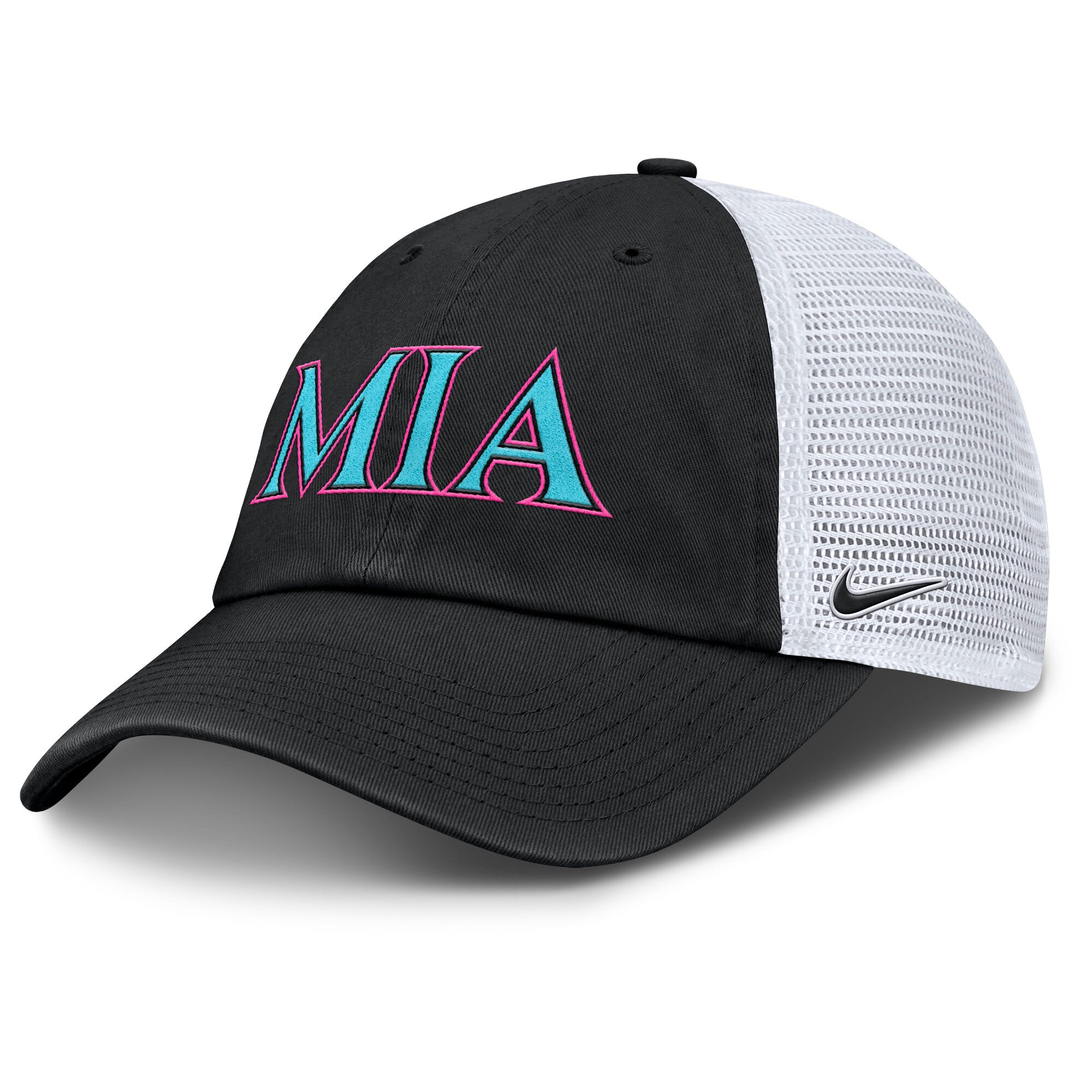 Unisex Nike  Black/White Miami Marlins 2025 City Connect Trucker Adjustable Hat