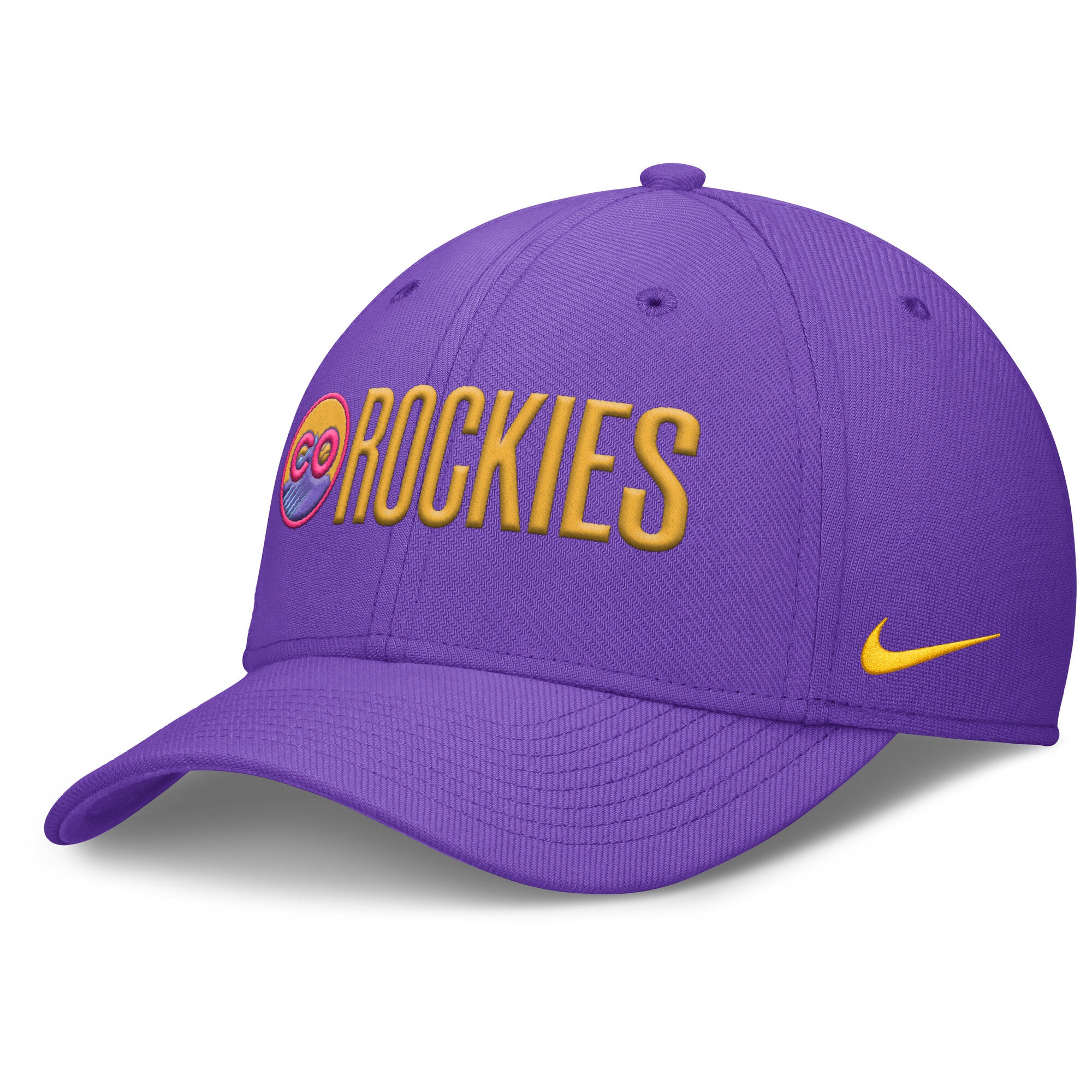 Men's Nike Purple Colorado Rockies 2025 City Connect Rise Swoosh Performance Flex Hat