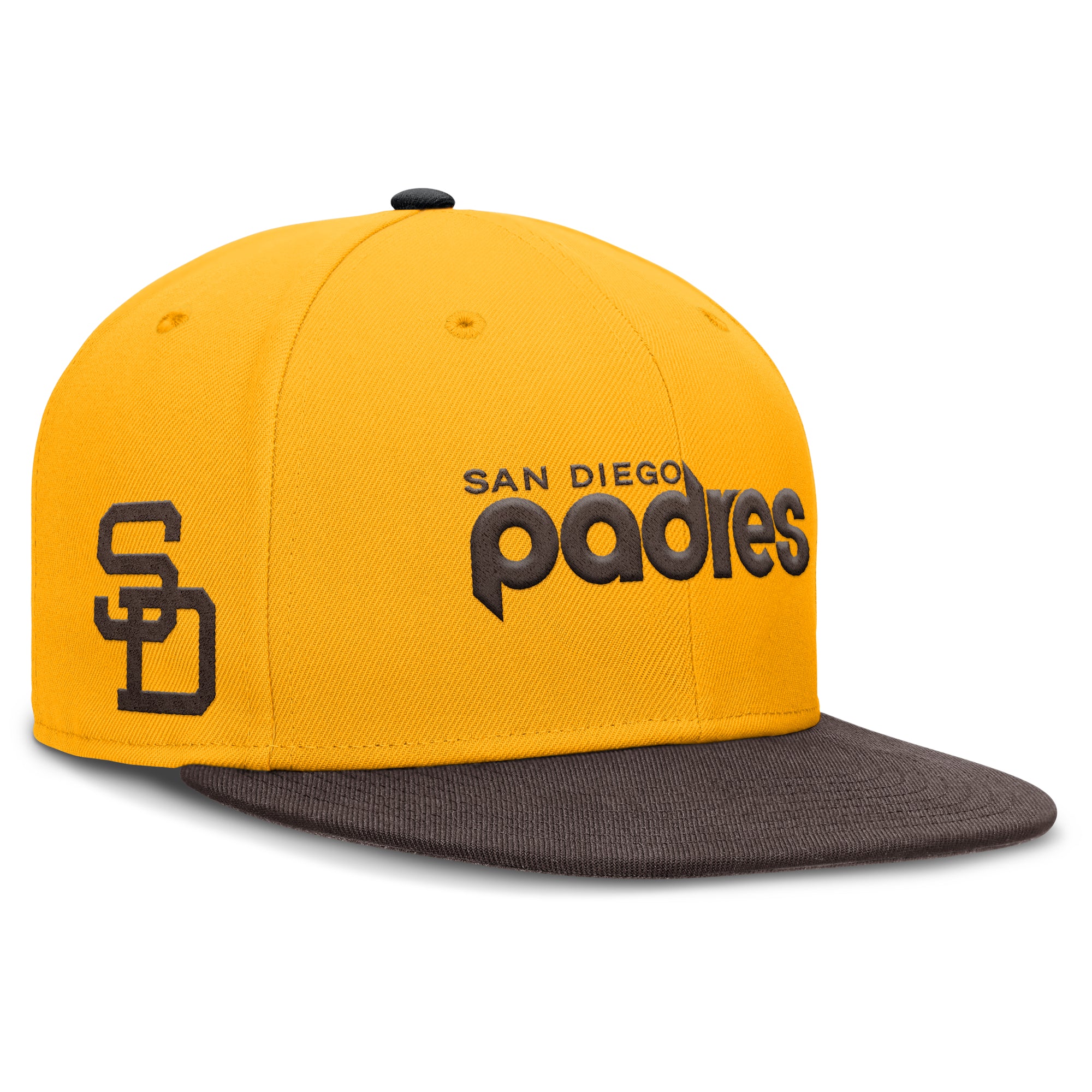 Men's Nike Gold San Diego Padres Cooperstown Two-Tone Dri-FIT Round Bill True Fitted Hat