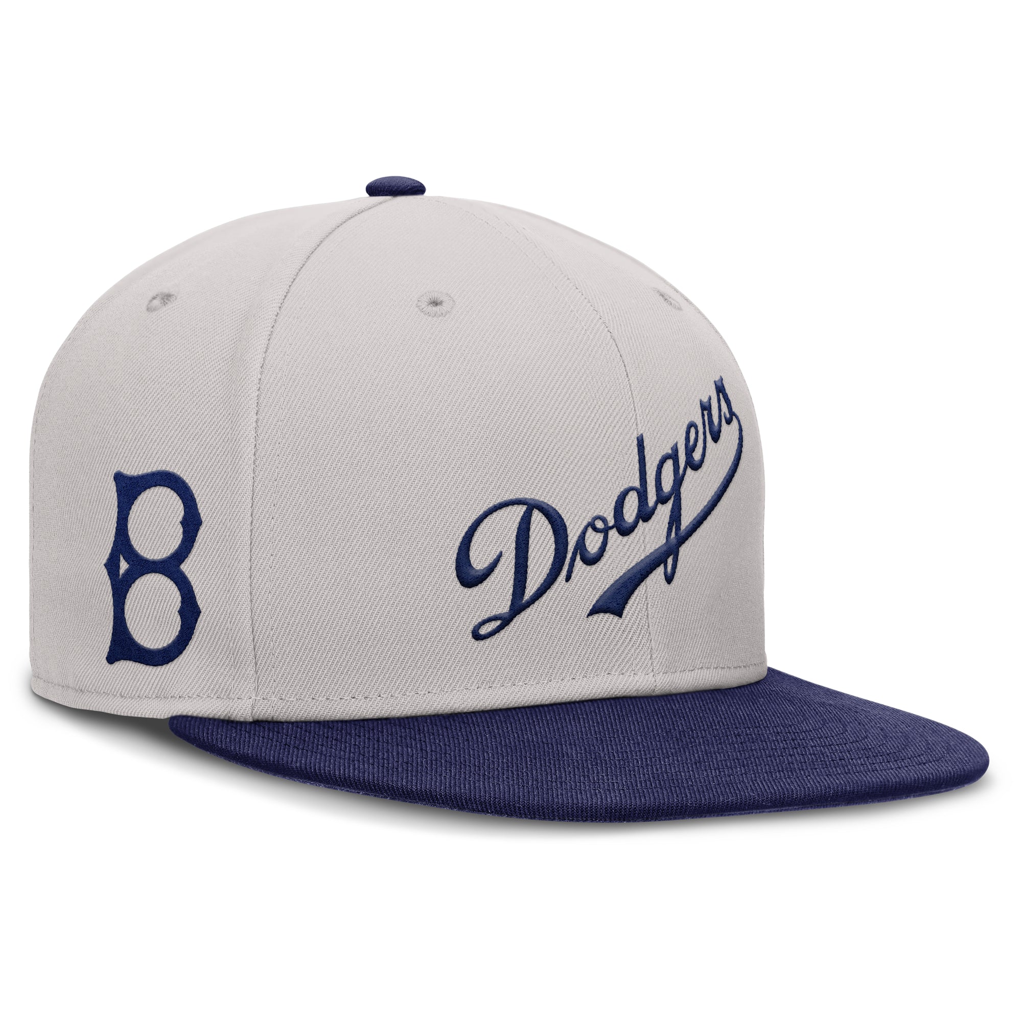 Men's Nike Gray Brooklyn Dodgers Cooperstown Two-Tone Dri-FIT Round Bill True Fitted Hat