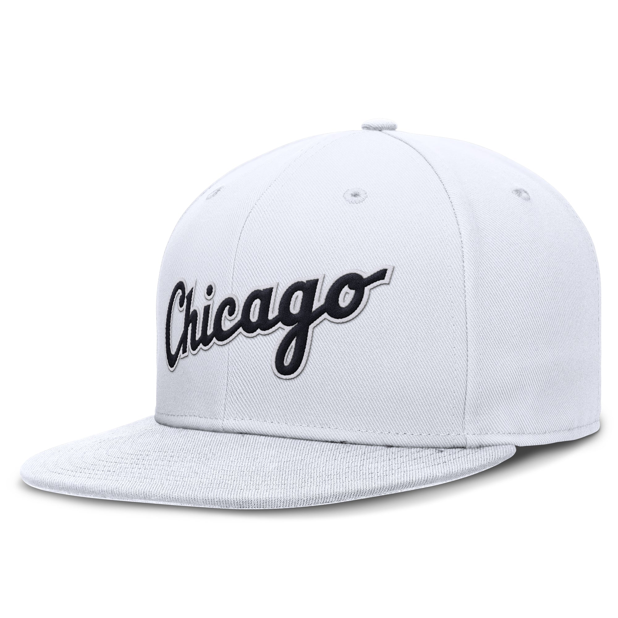 Men's Nike White Chicago White Sox Wordmark Dri-FIT Round Bill True Fitted Hat